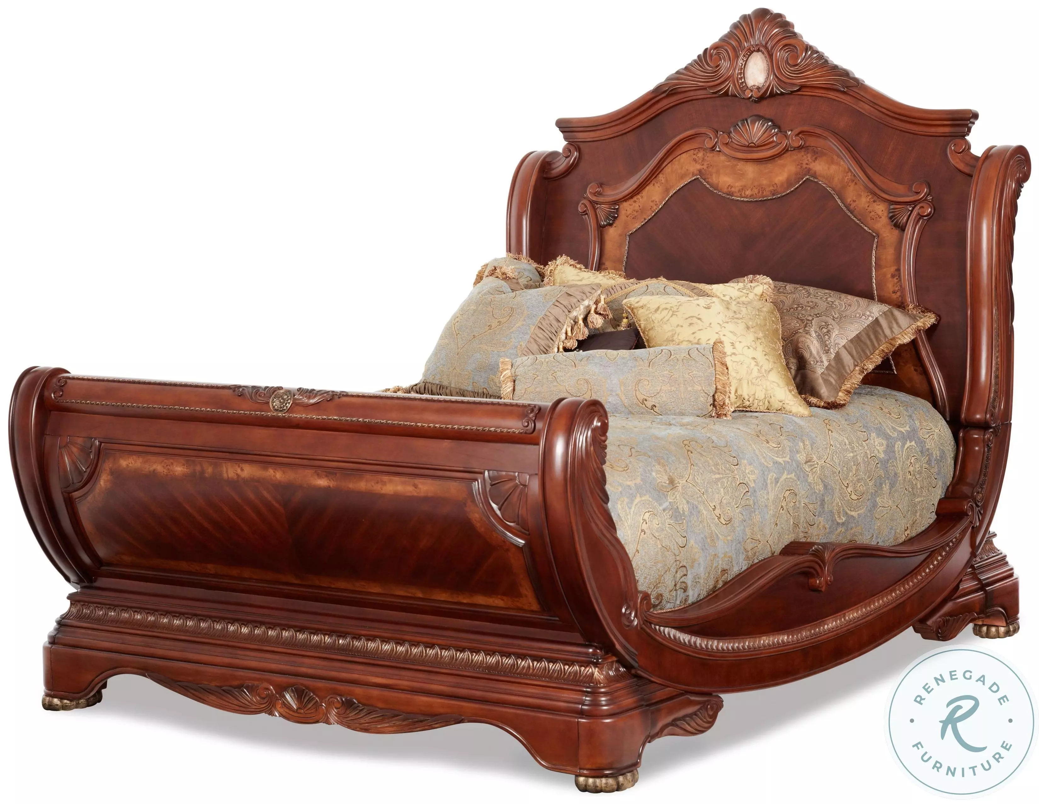 Cortina Honey Walnut California King Sleigh Bed From Michael Amini