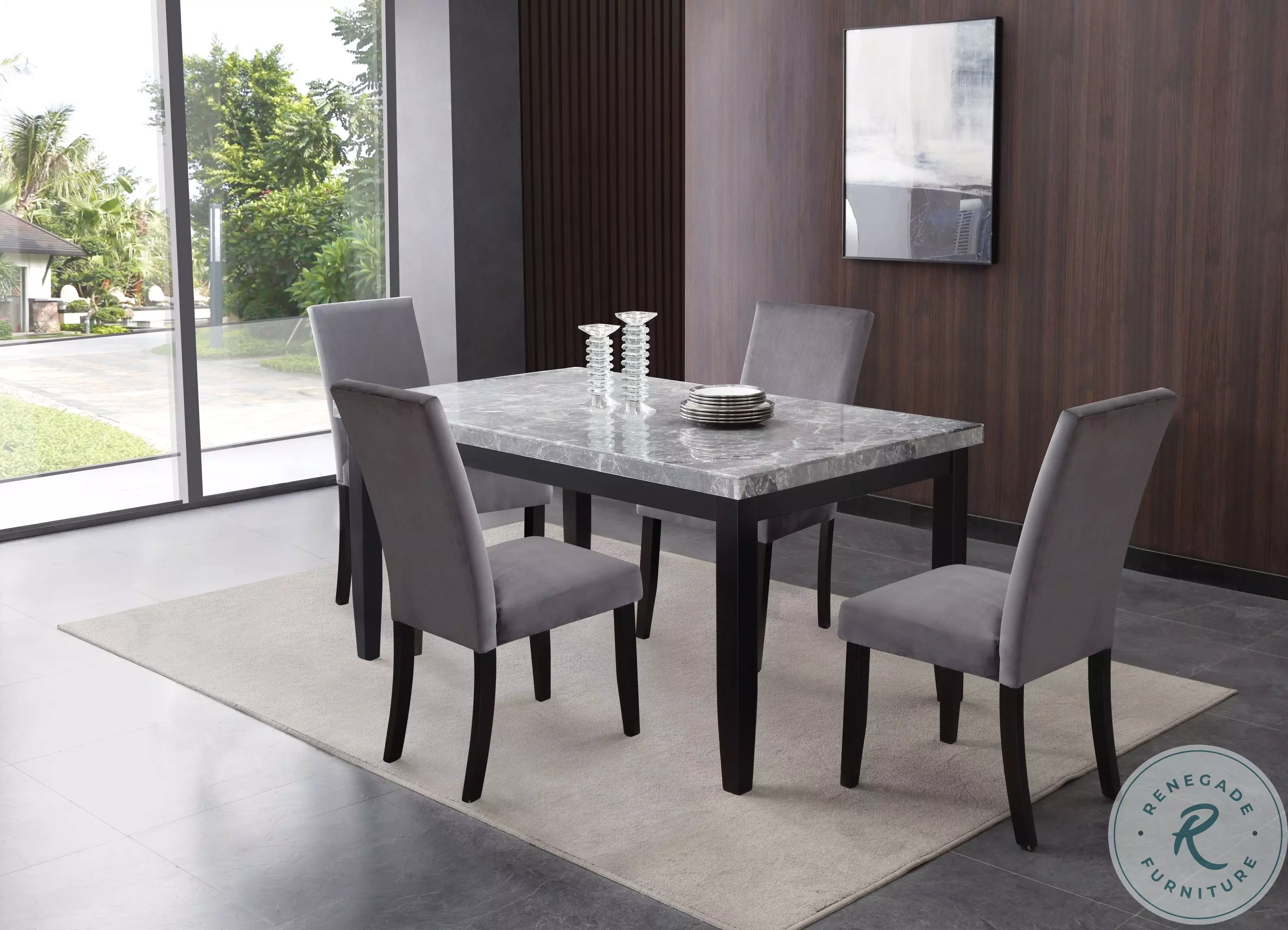 Napoli Black and Gray Marble Dining Room Set from Steve Silver