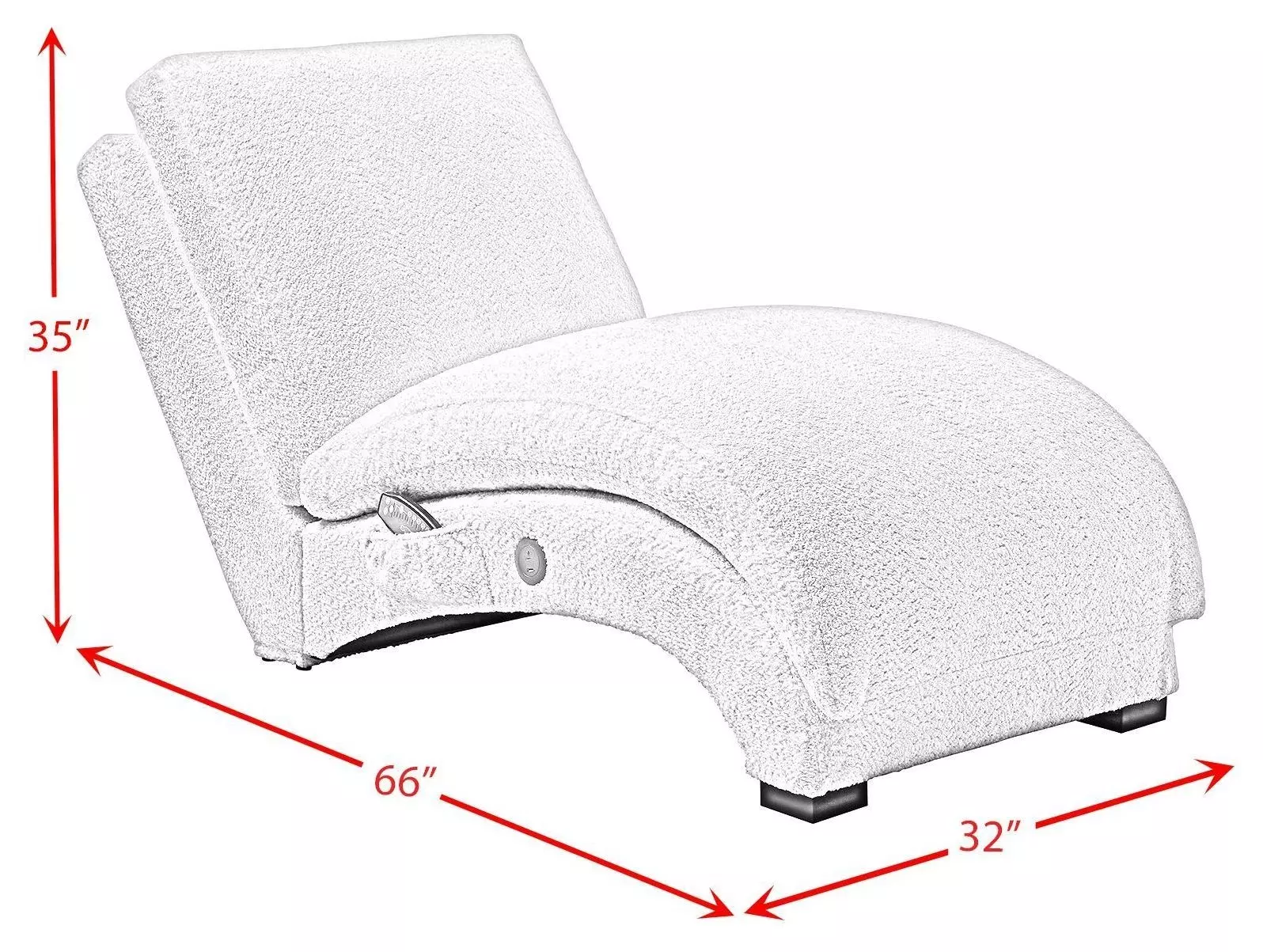 York Glam Fog 66" Chaise with USB Charging and LED