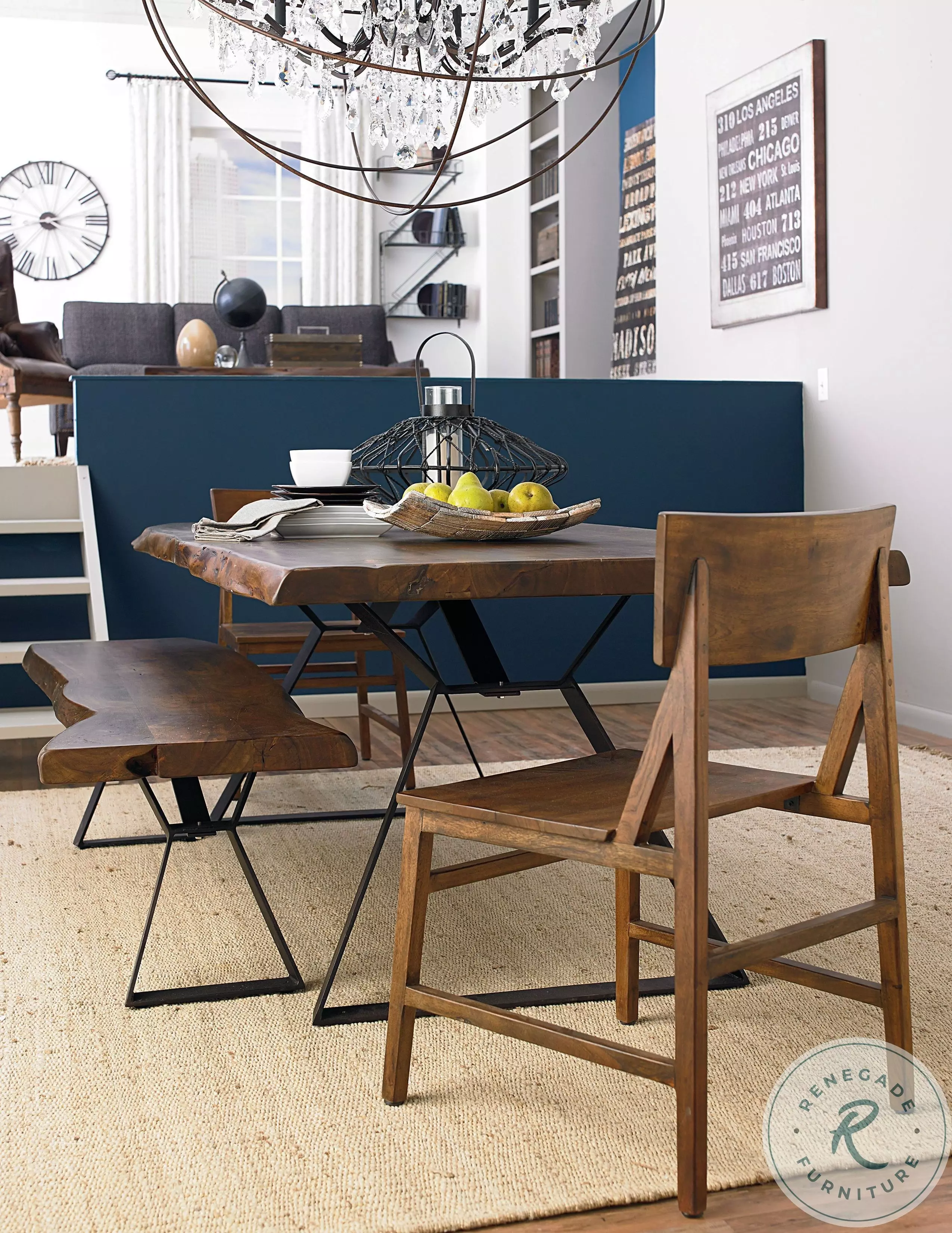 ★mi★ColemanNaturalWoodRollTable 90 Oscar Natural Walnut Corner Dining Room Set from New Classic