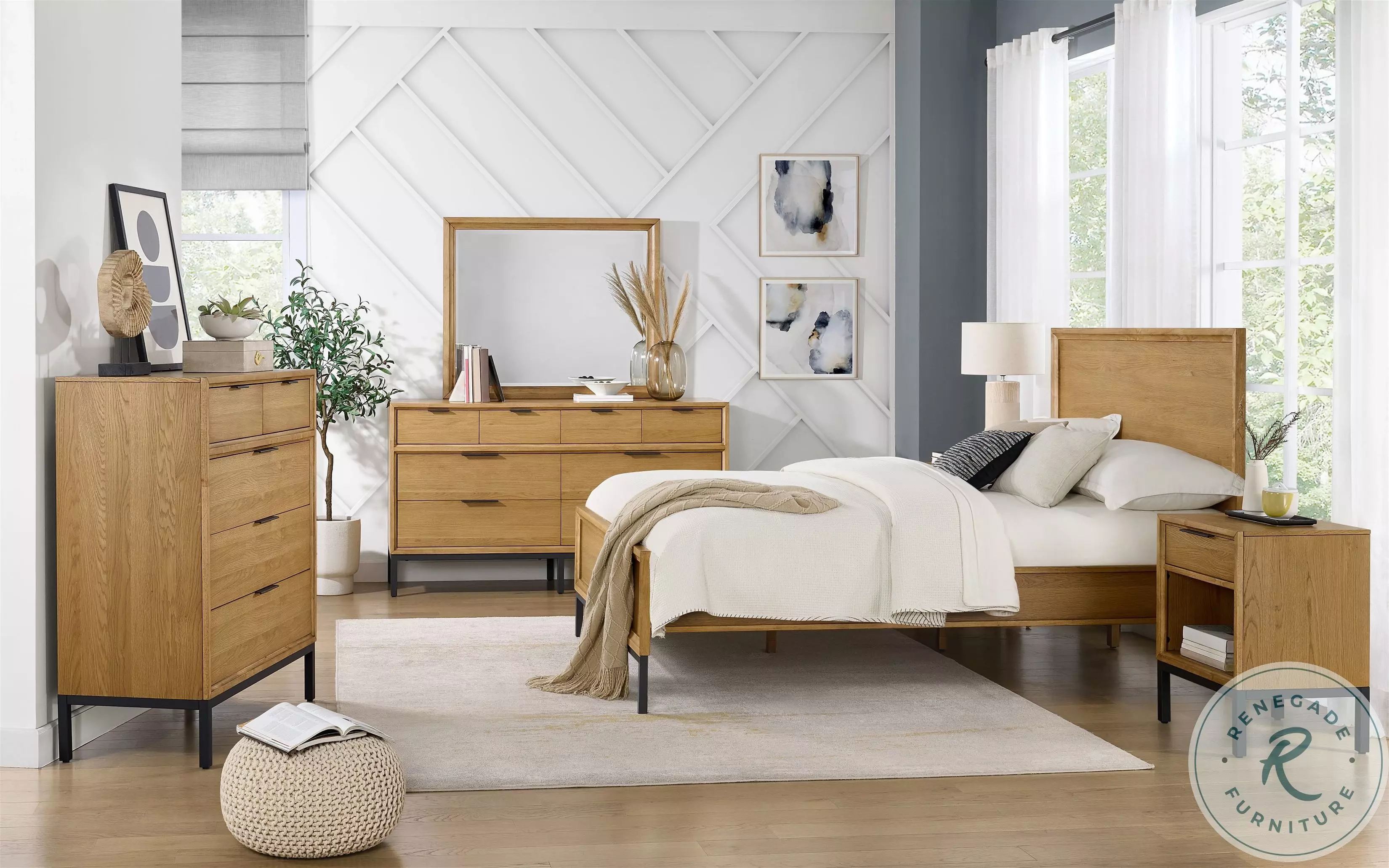 Newport Natural Oak Queen Panel Bed Intercon Furniture | Coleman