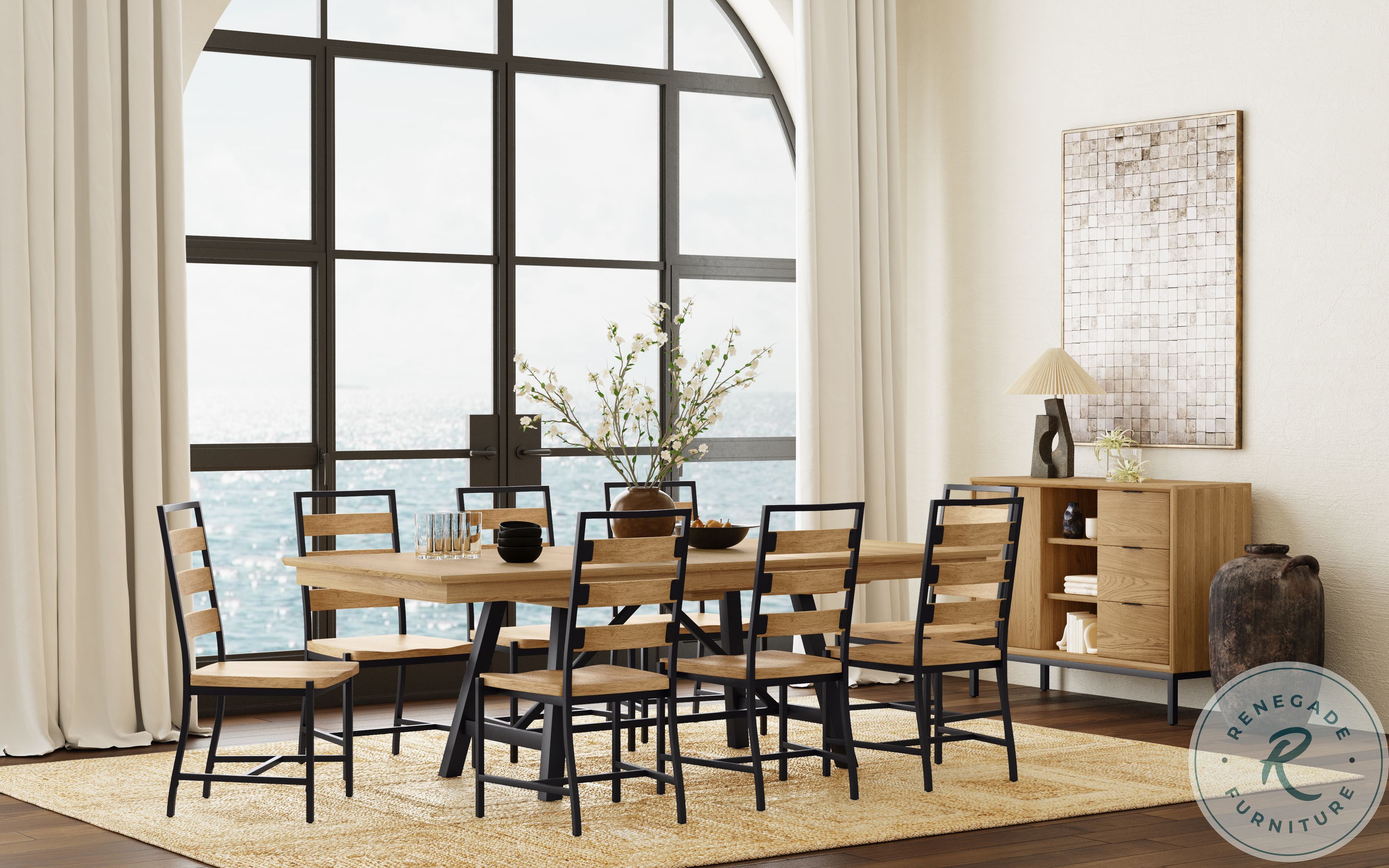 Newport Natural Oak Extendable Trestle Dining Table Intercon