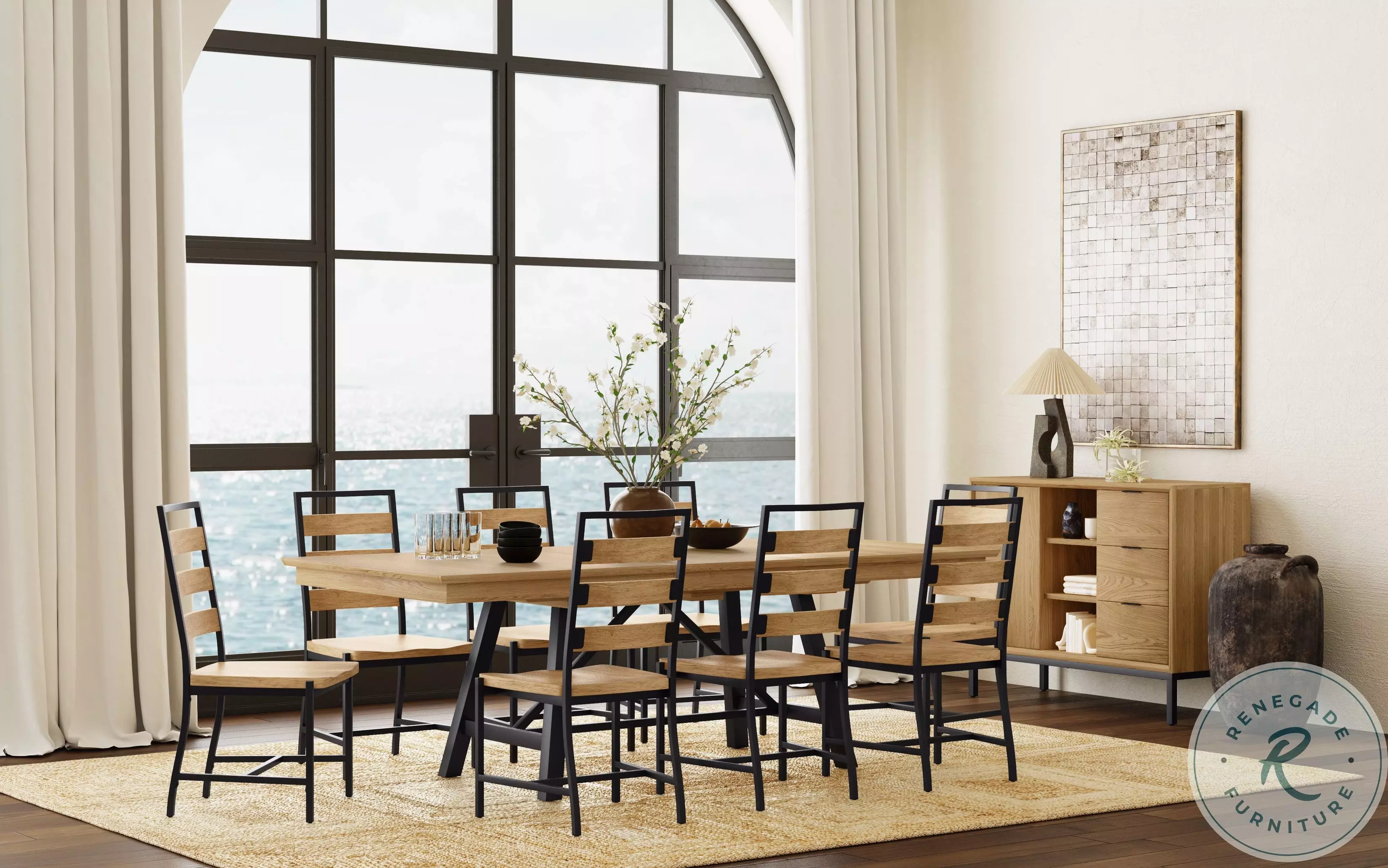 Newport Natural Oak Extendable Trestle Dining Table Intercon