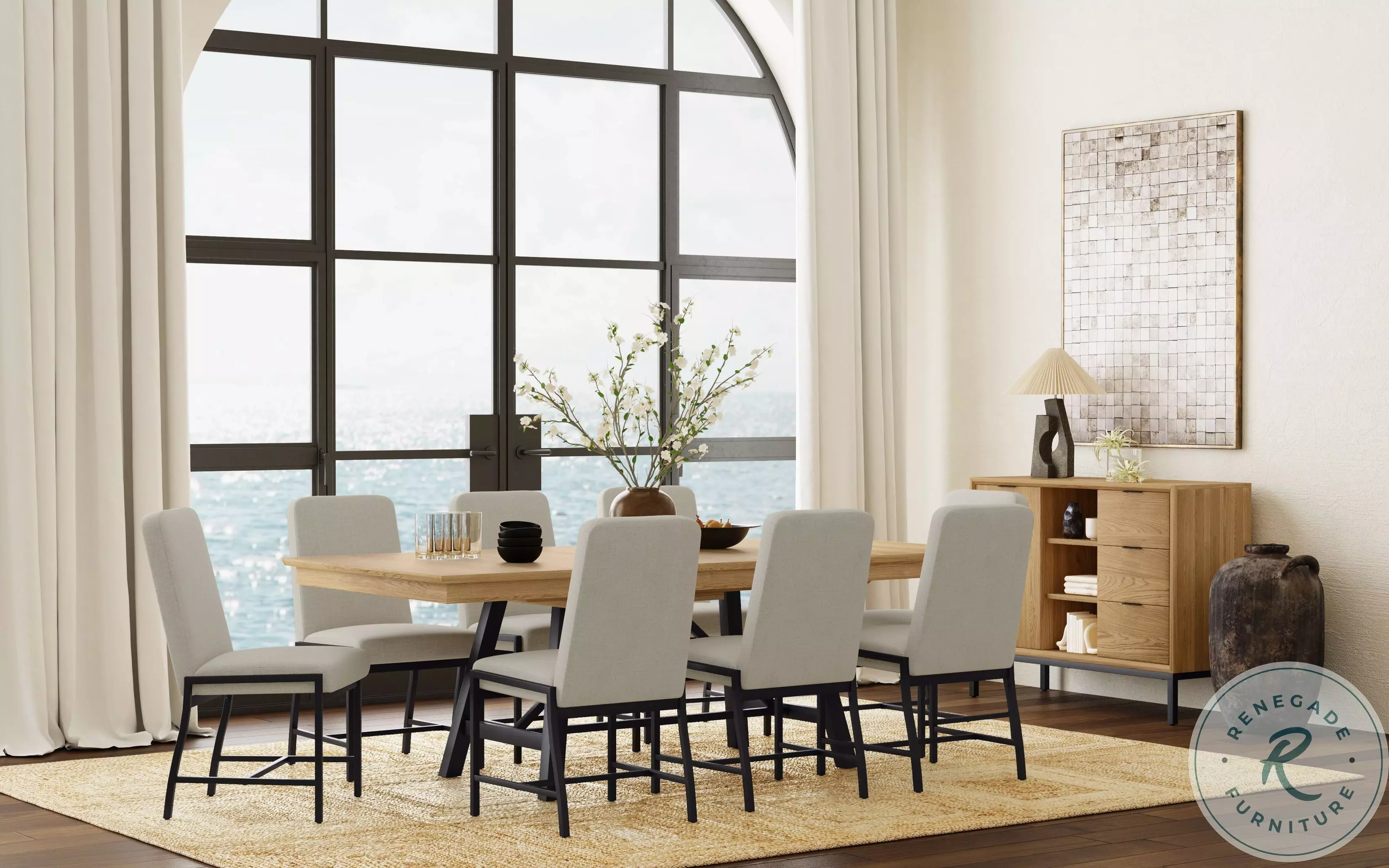 Newport Natural Oak Extendable Trestle Dining Table Intercon