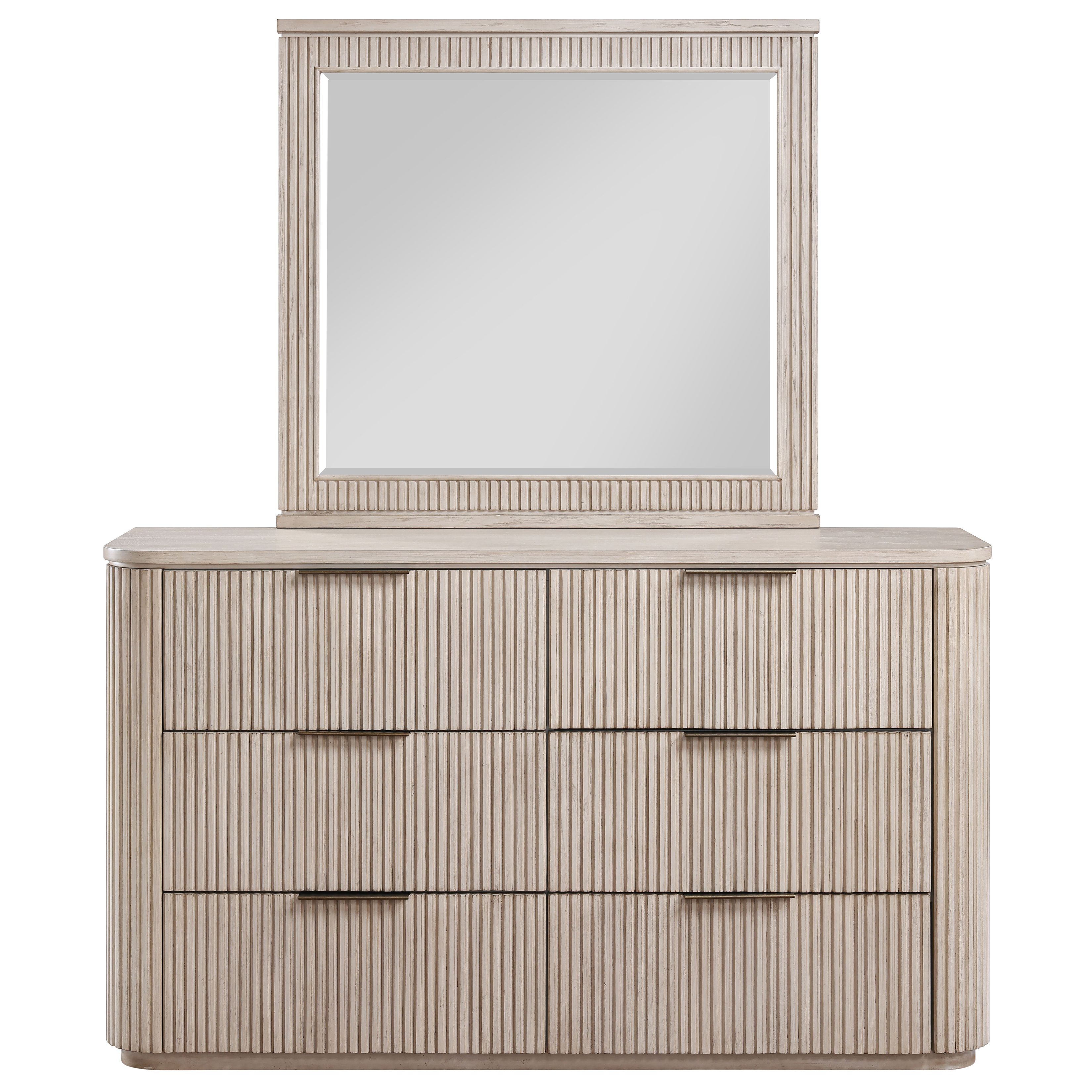 Henry Sand 6 Drawer Dresser and Rectangular Mirror From Steve