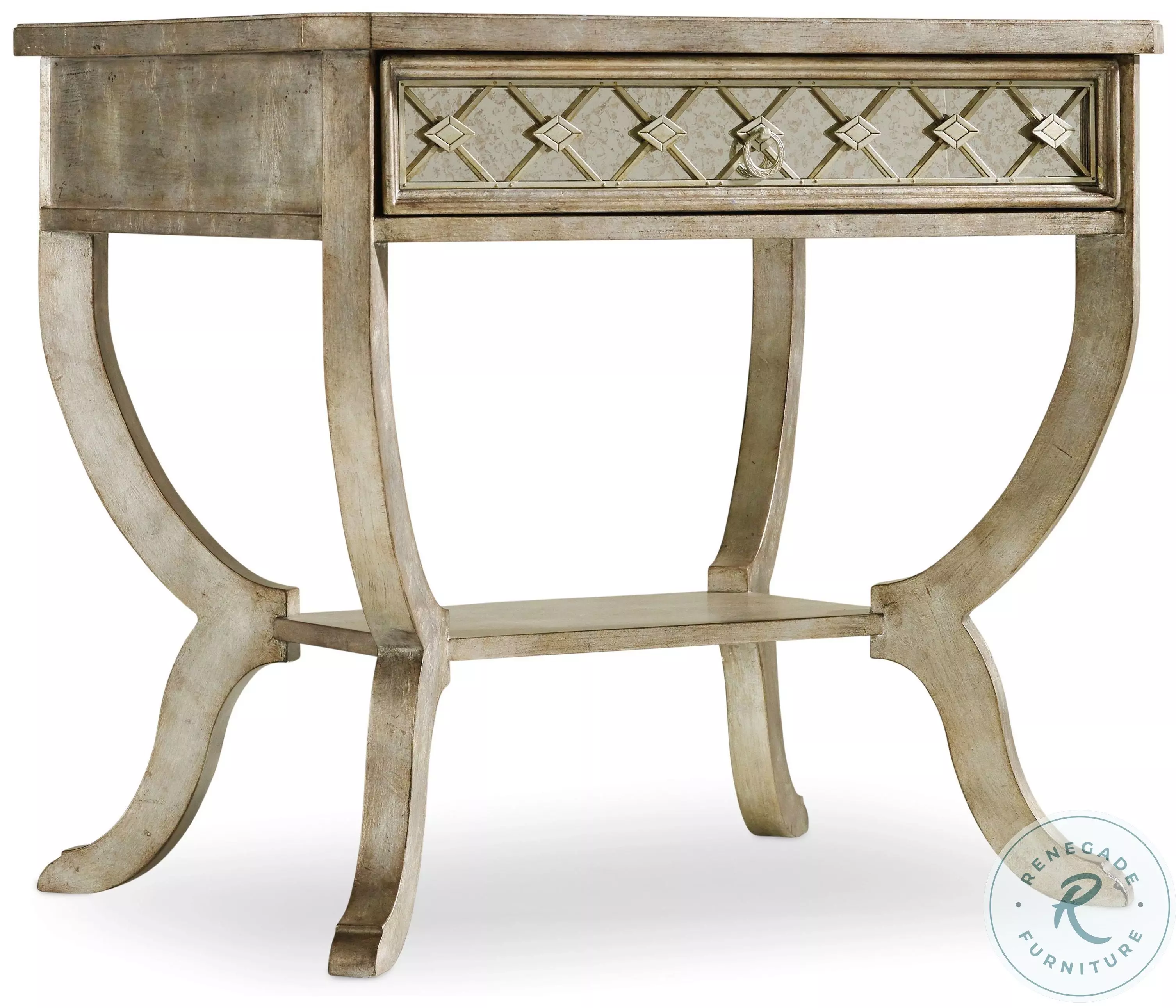 Sanctuary Elegant Silver Leaf Bedside Table From Home