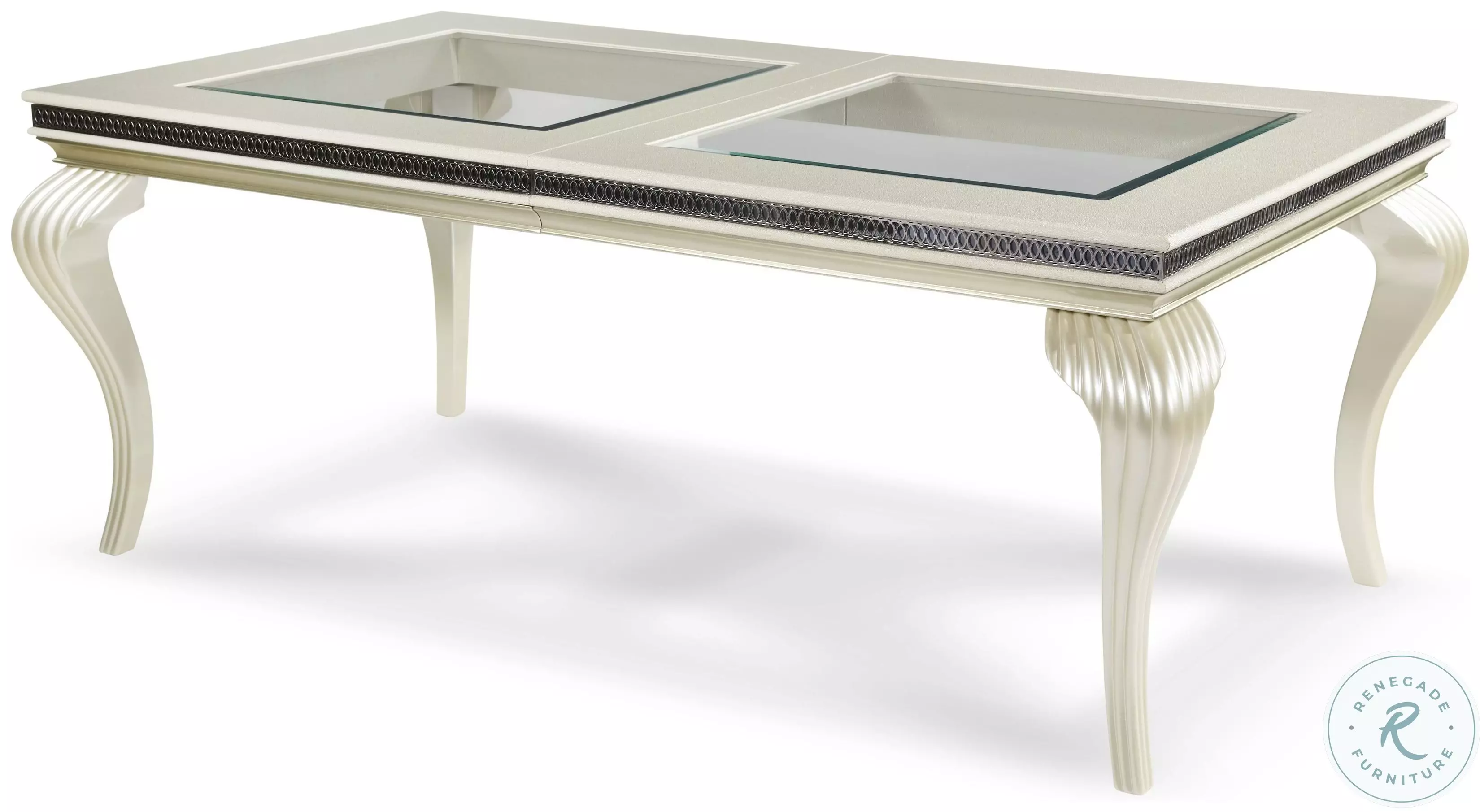 Hollywood Swank Pearl Caviar Glass Top Dining Table From Home