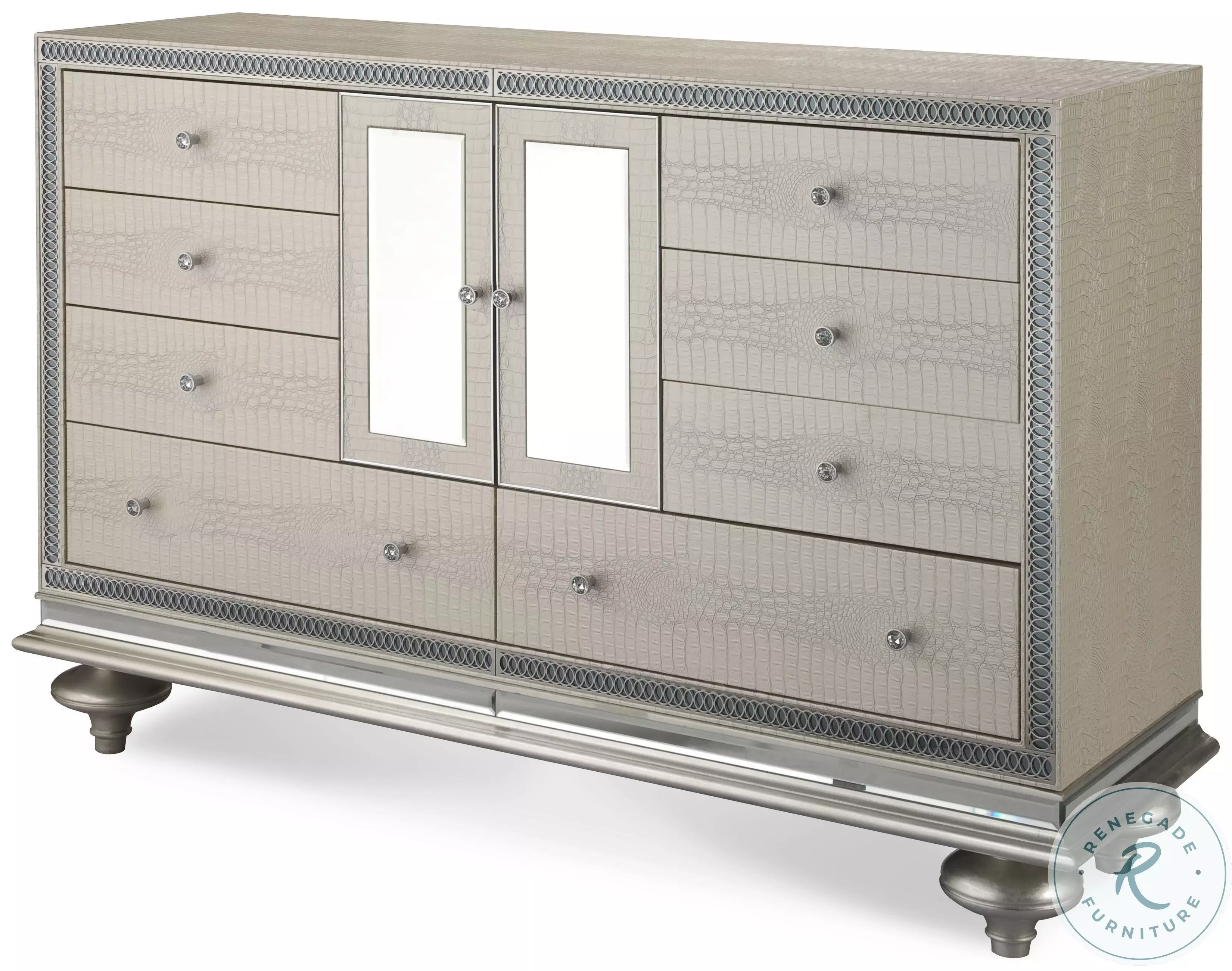 Hollywood Swank Crystal Croc Upholstered Dresser From Michael
