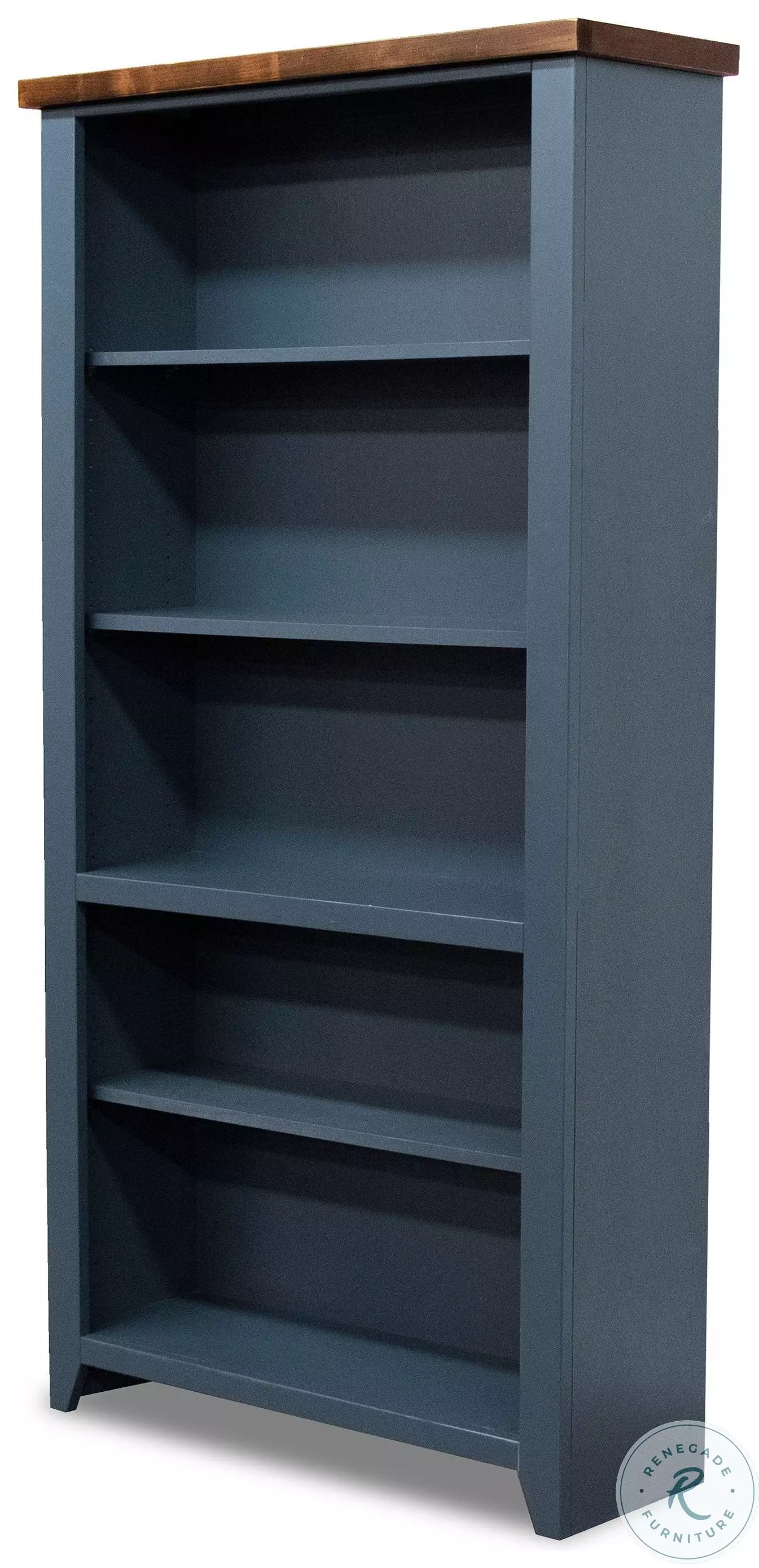 Nantucket Blue Denim And Whiskey High 5 Shelf Bookcase From Home