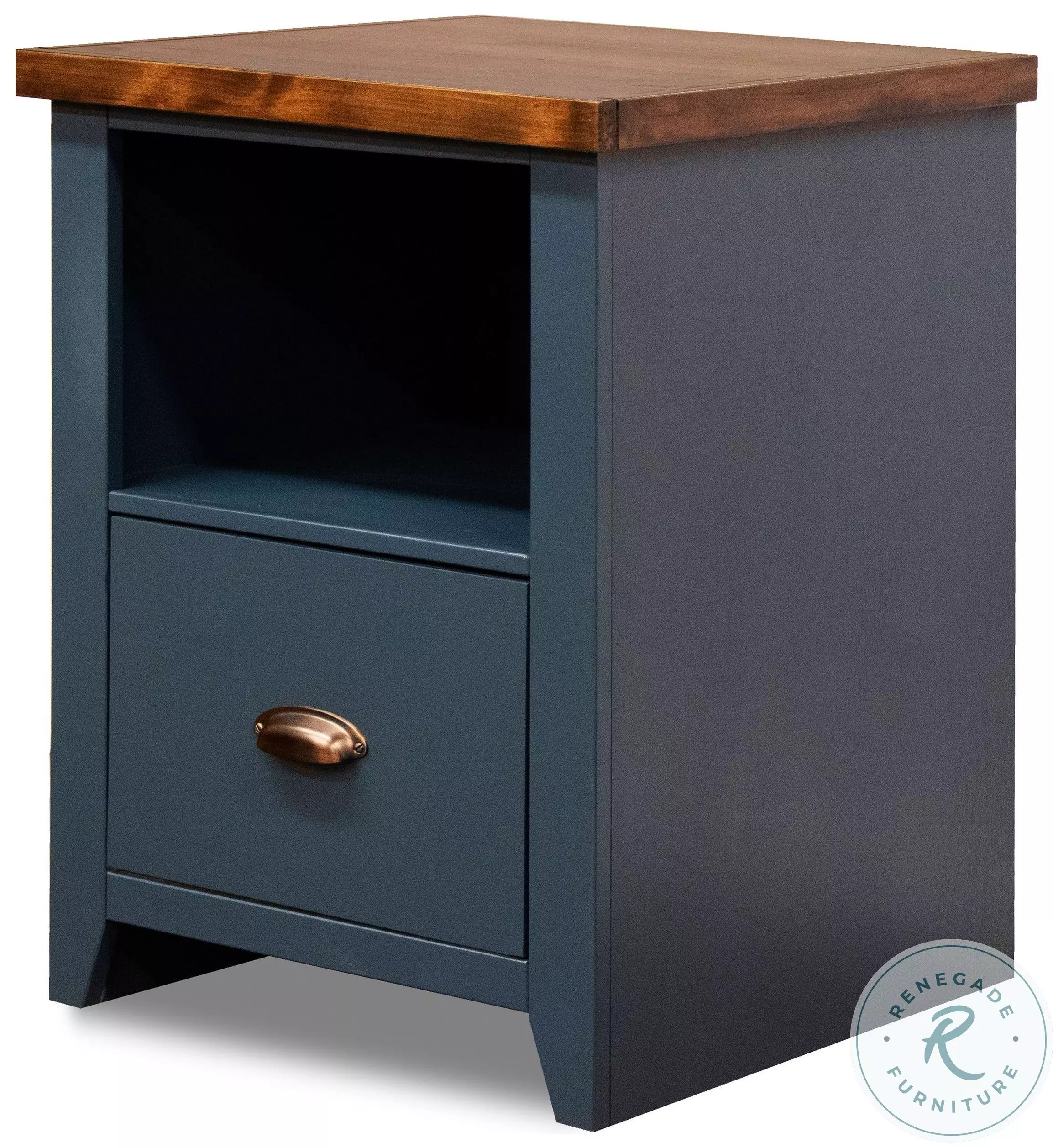 【blue gray】ブラック フレンチキャビネット Nantucket Blue Denim And Whiskey 1 Drawer File Cabinet From Home
