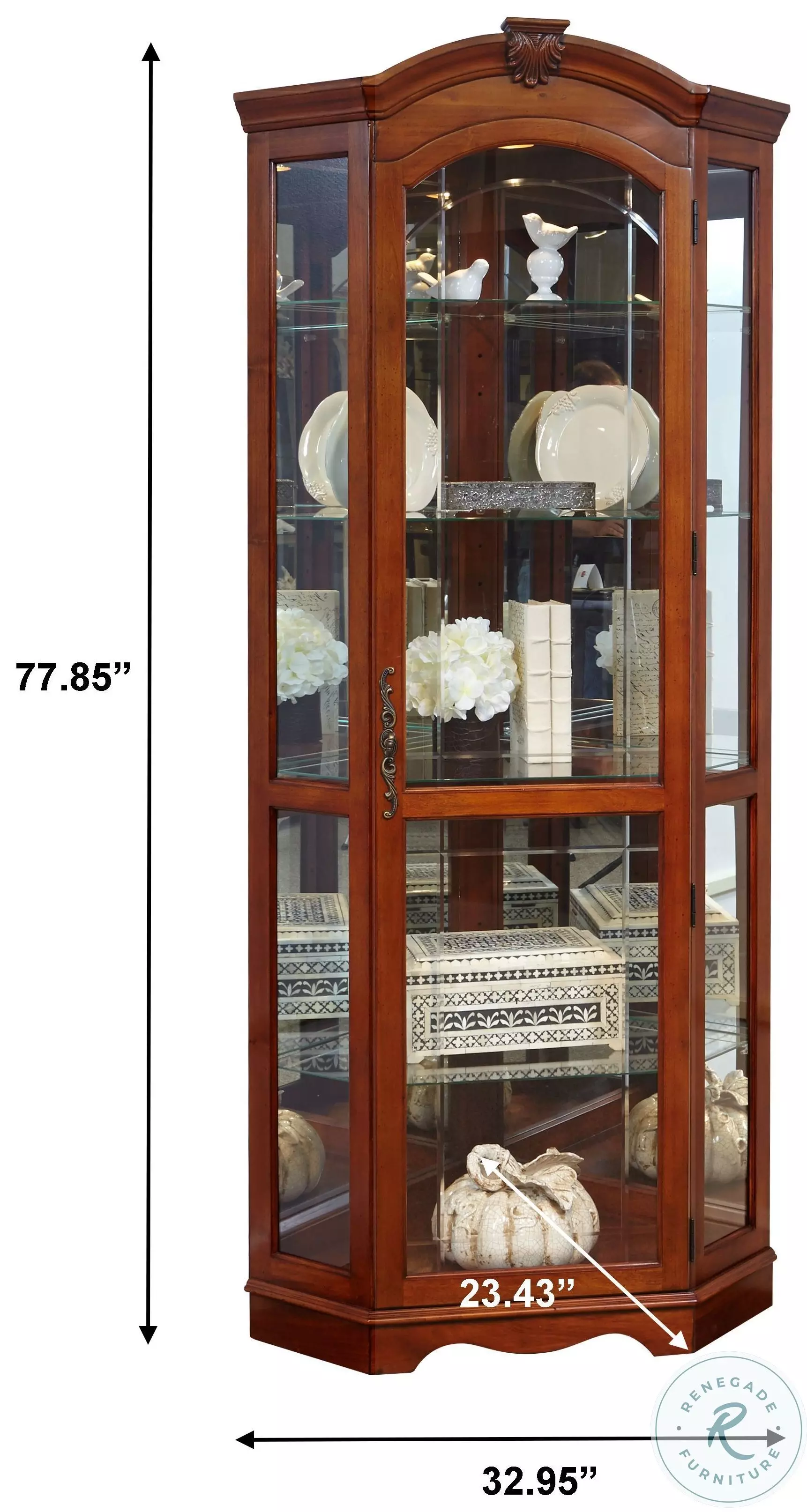 Medallion Cherry Corner Curio from Pulaski (20671) | Coleman