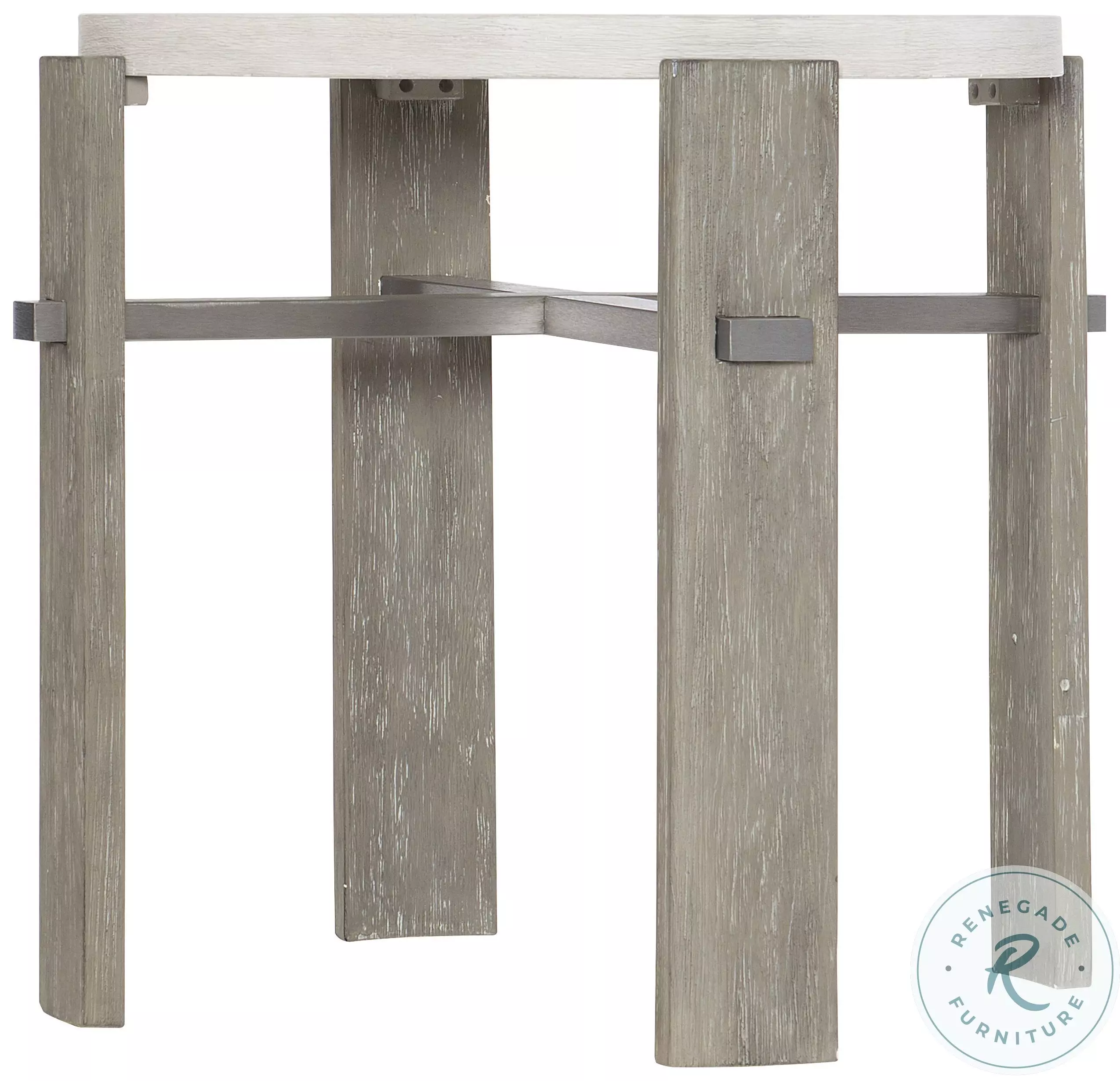 Foundations Linen And Light Shale Round Side Table With Four Legs From ...
