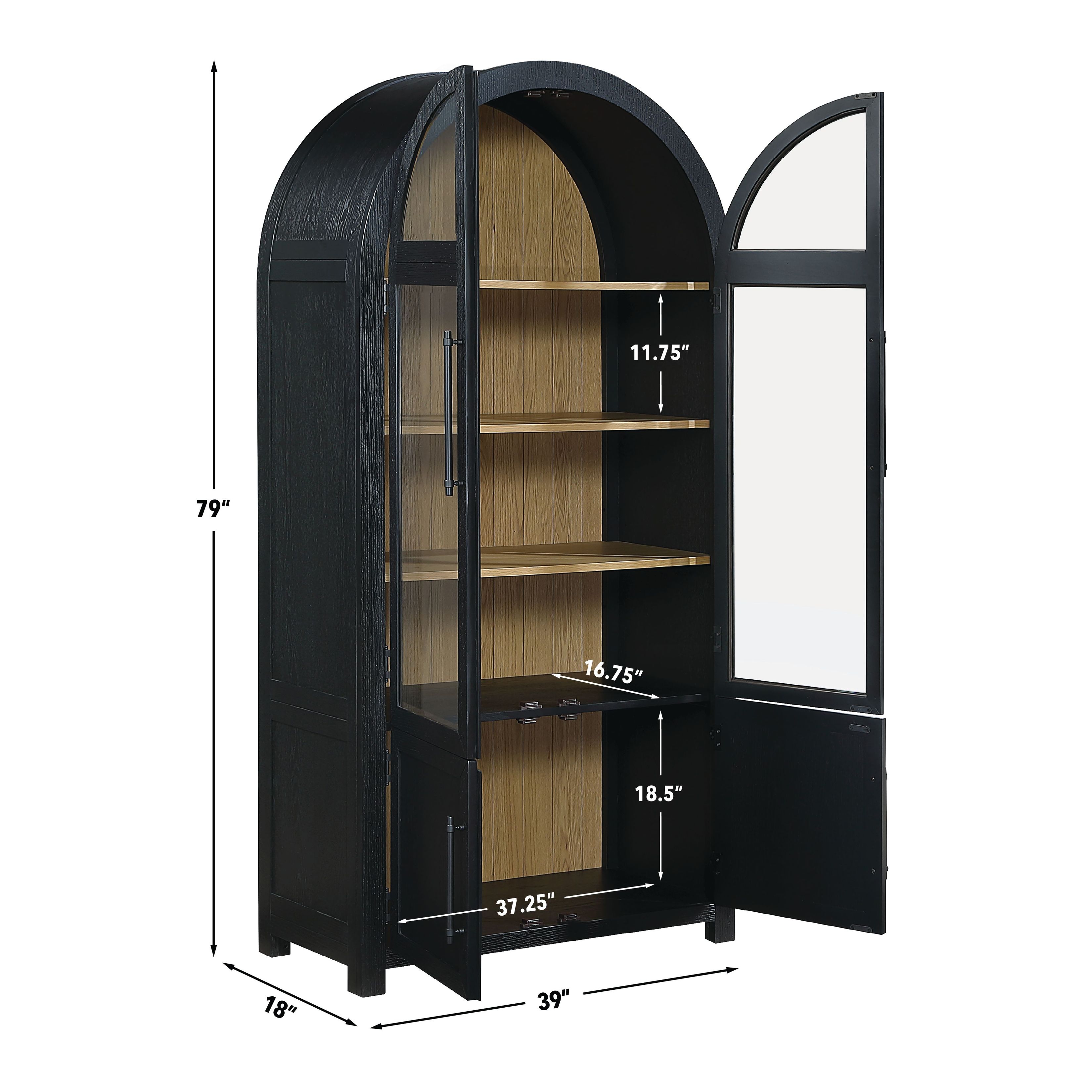 Magnolia Black 4 Door Curio Cabinet