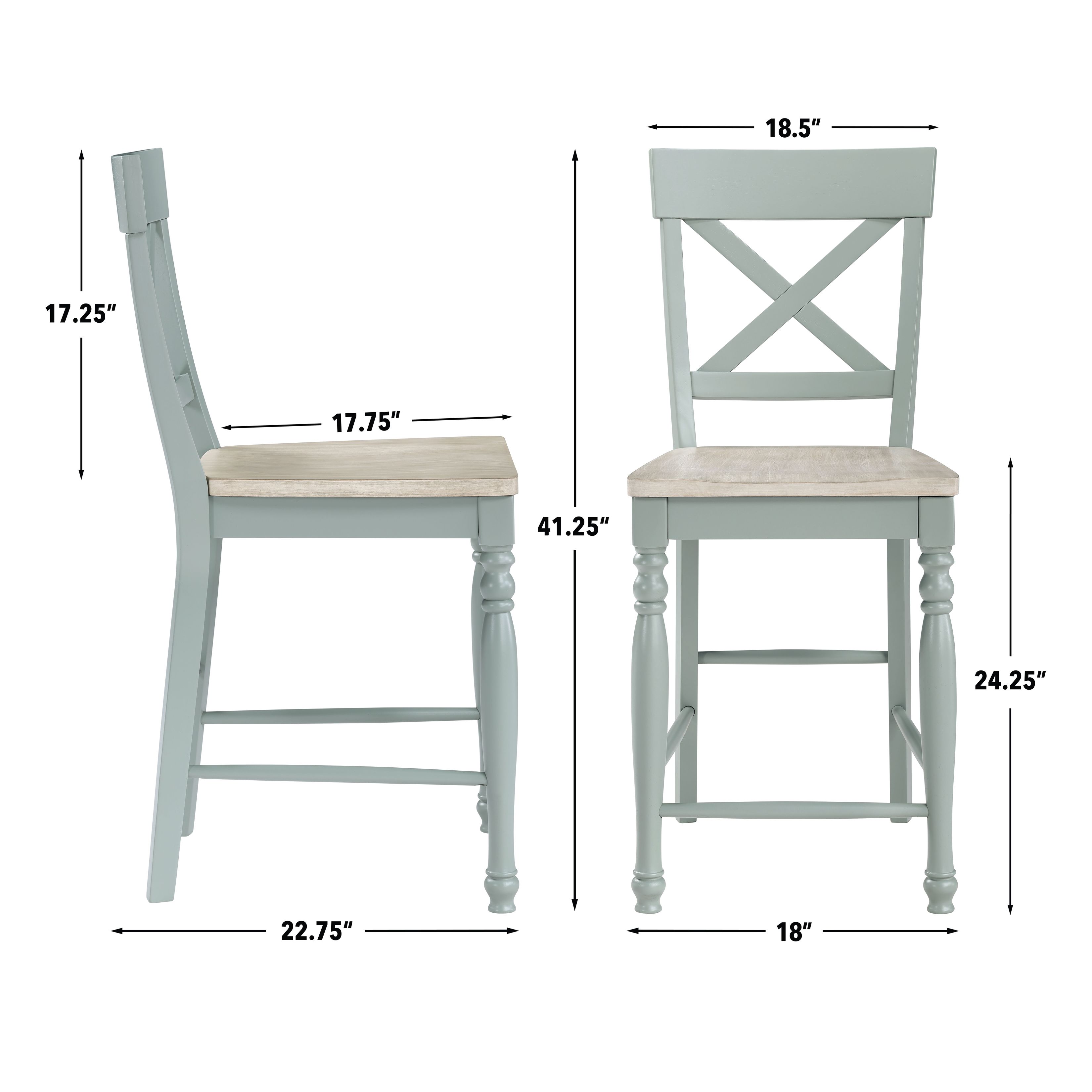 Darcy Green and Brown Counter Height Chair Set of 2