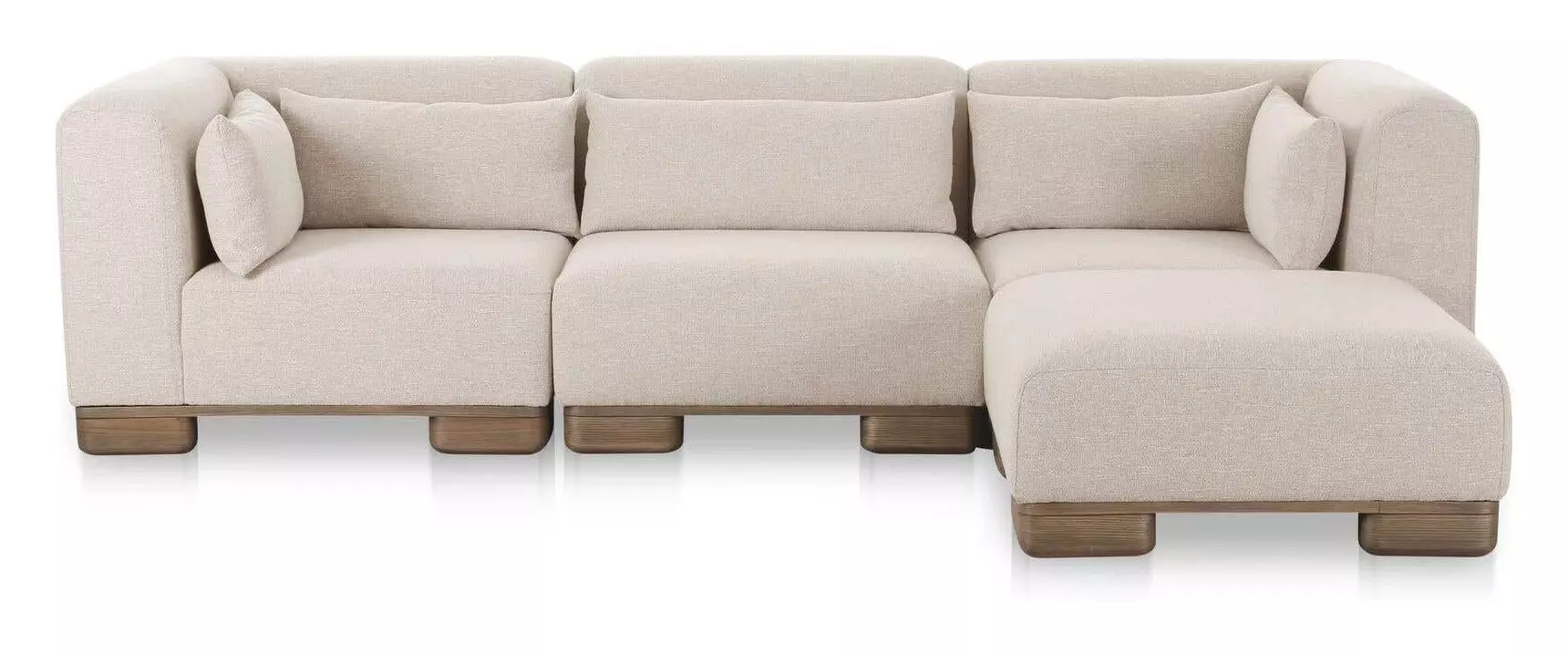 June Oatmeal Performance Fabric 4 Piece Modular Lounge Sectional with Pillows