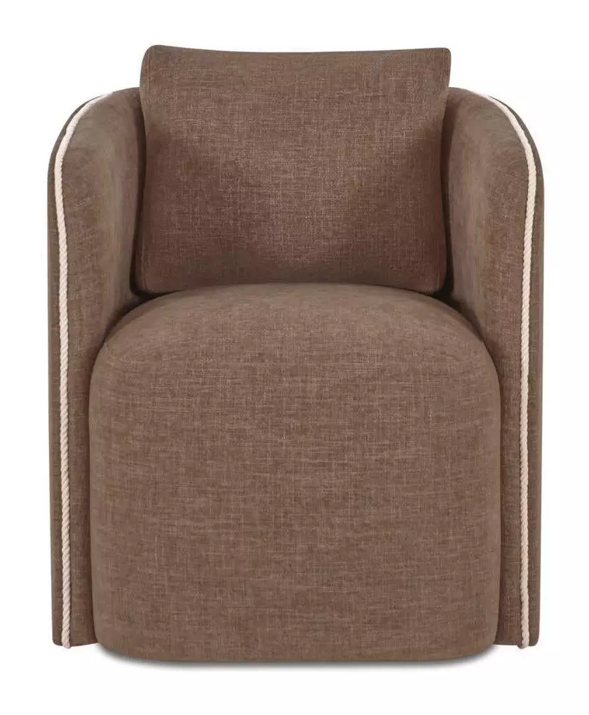 Cecil Dark Brown Upholstered Swivel Dining Chair
