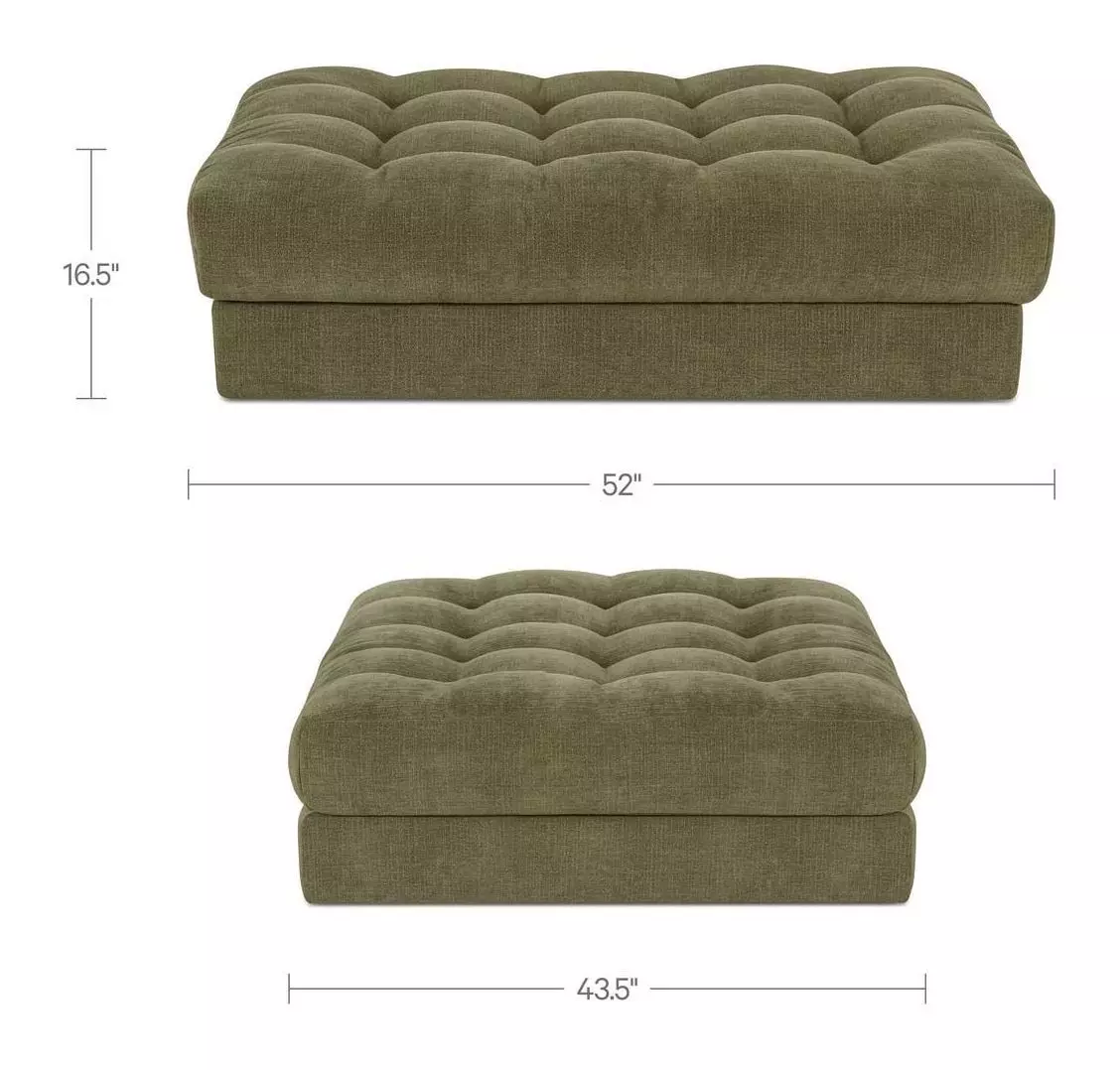 Davie Olive Performance Fabric Upholstered Rectangular Ottoman