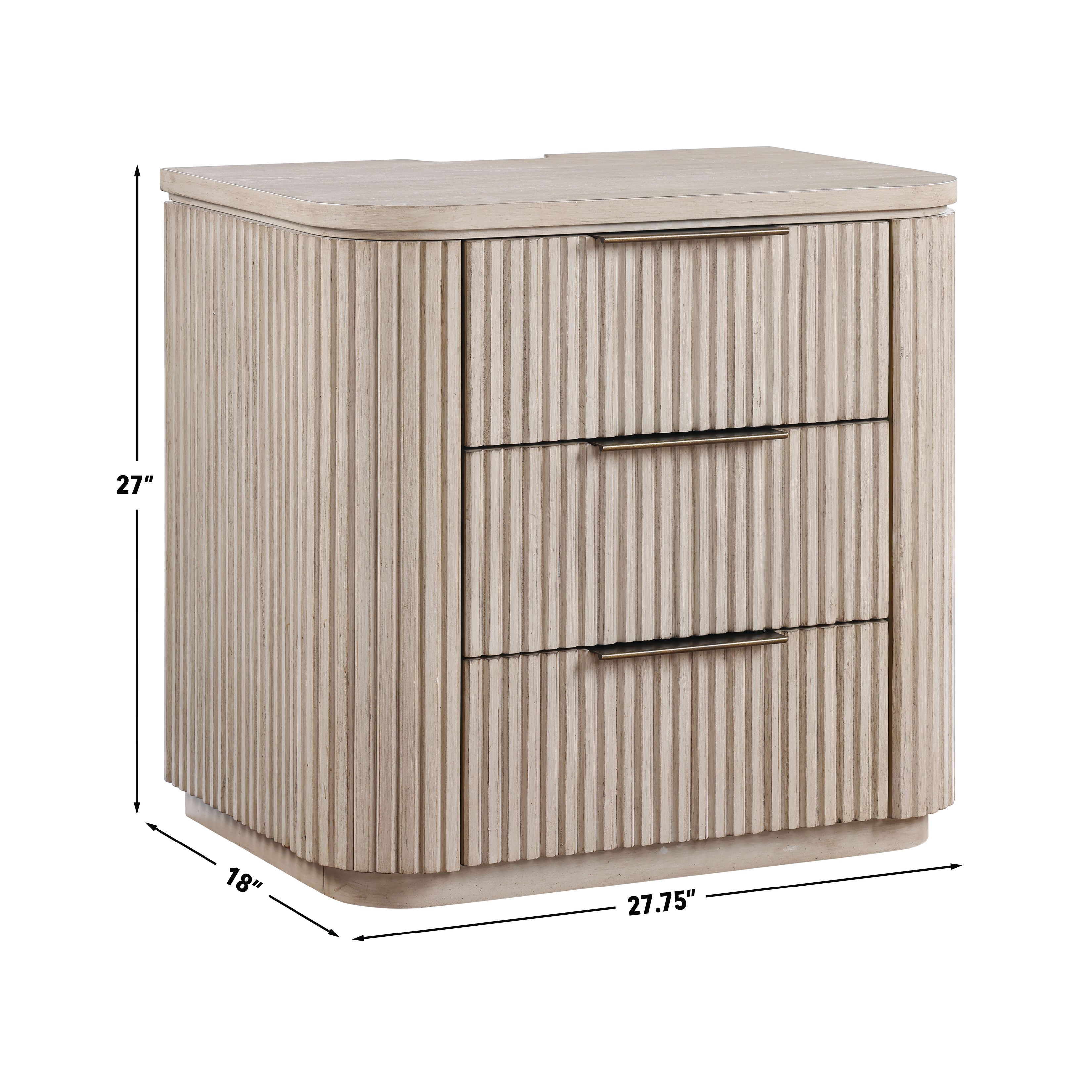 Henry Sand 3 Drawer Nightstand with USB Charging