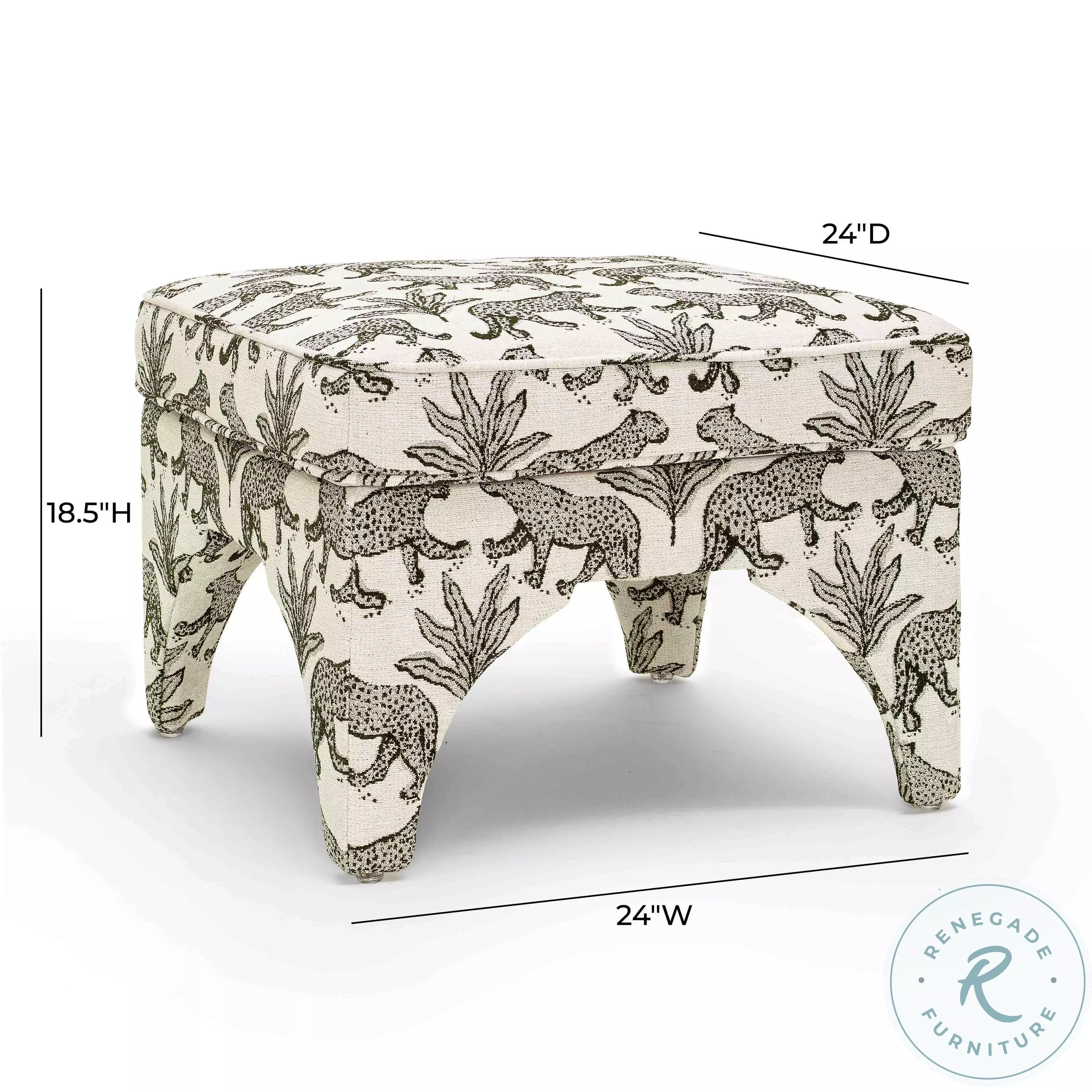 Raji Cream Leopard Jacquard Ottoman