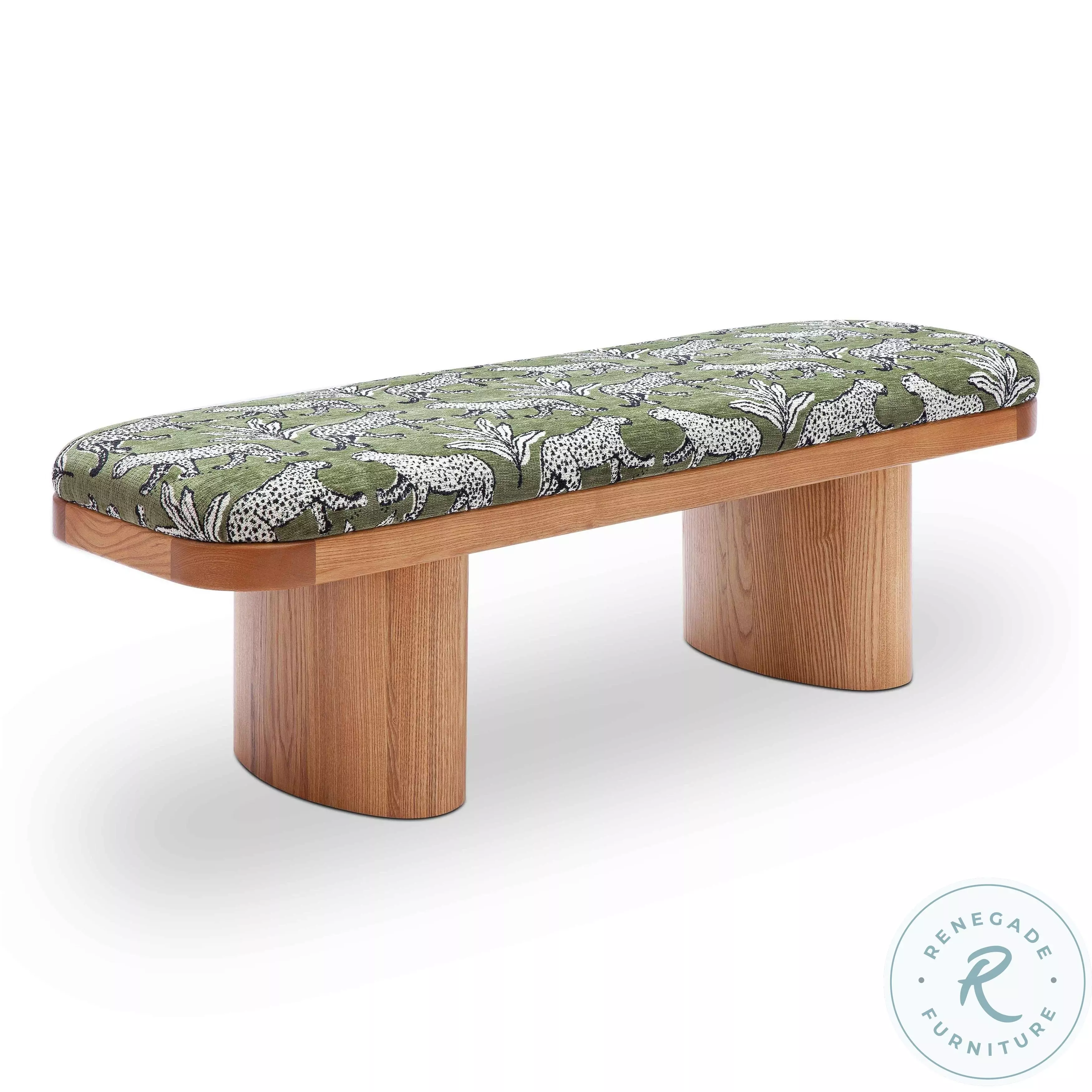Ollie Olive Green Leopard Jacquard Bench From TOV | Coleman Furniture