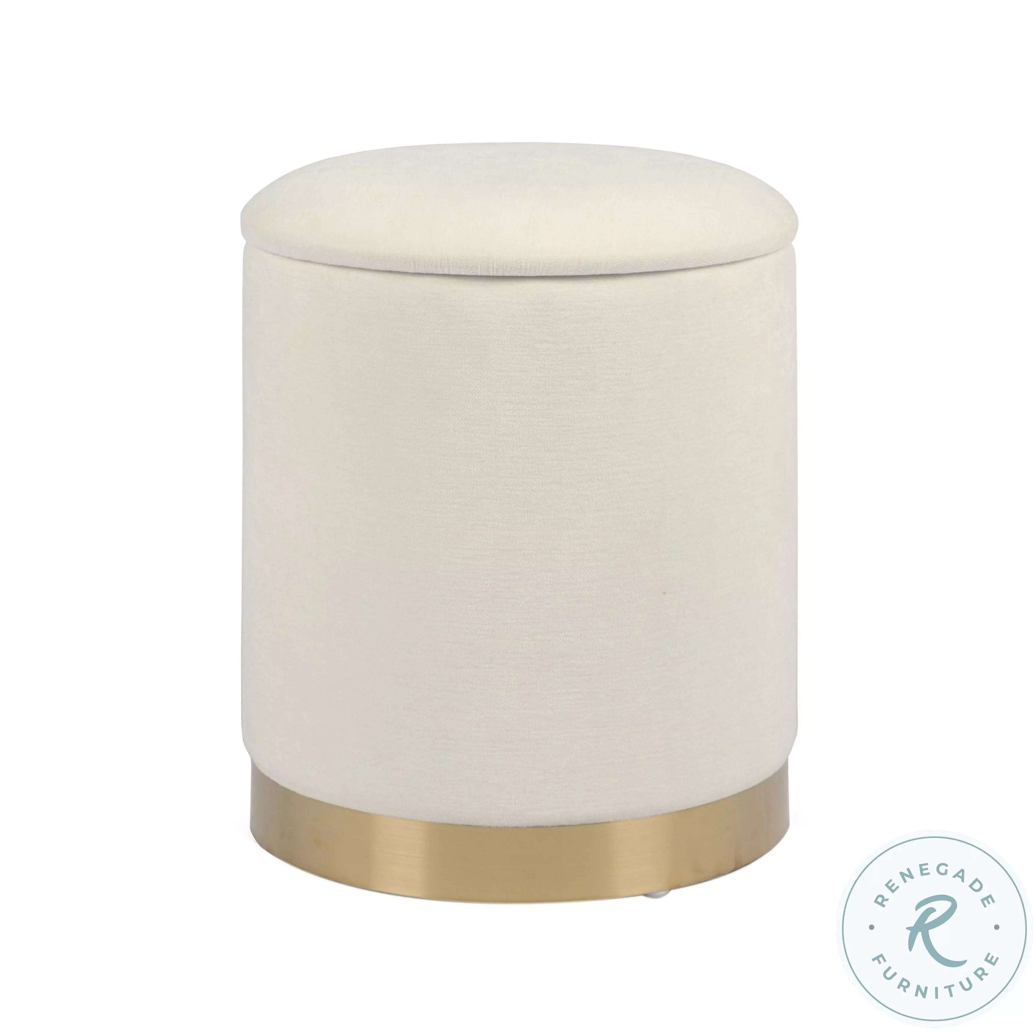 Zoe Cream Chenille Storage Ottoman From TOV | Coleman Furniture