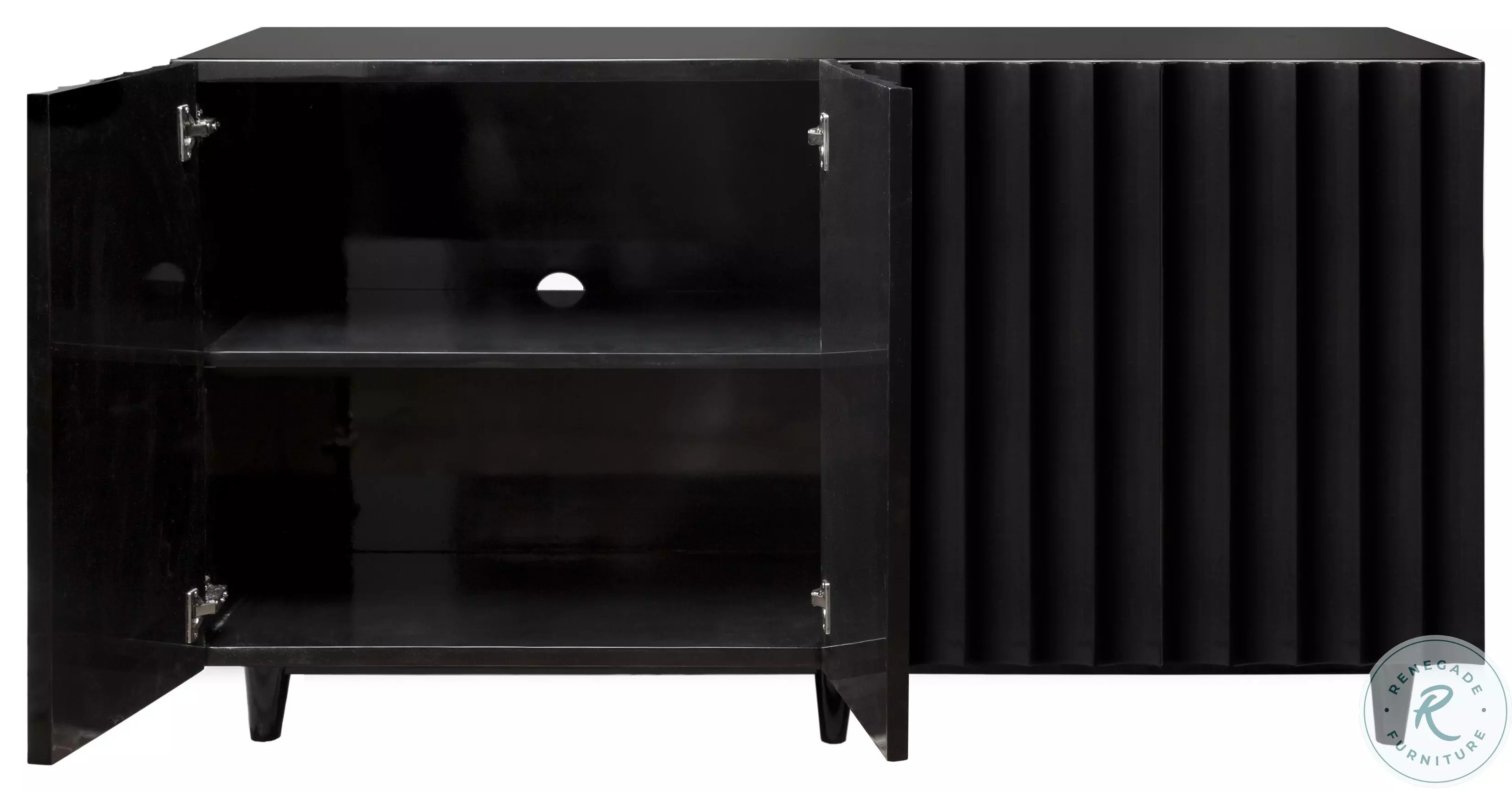 Odette Black Lacquer 4 Door Scalloped Front Cabinet from Worlds