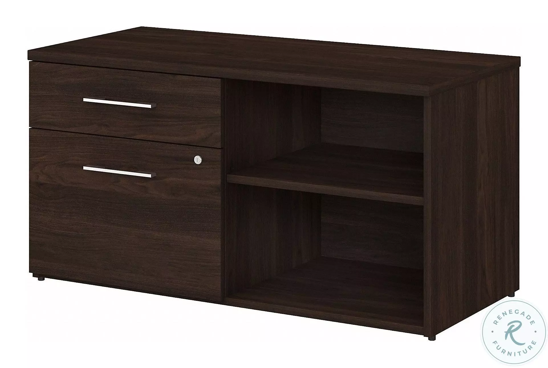 Office 500 Black Walnut Low Storage Cabinet With Drawers And