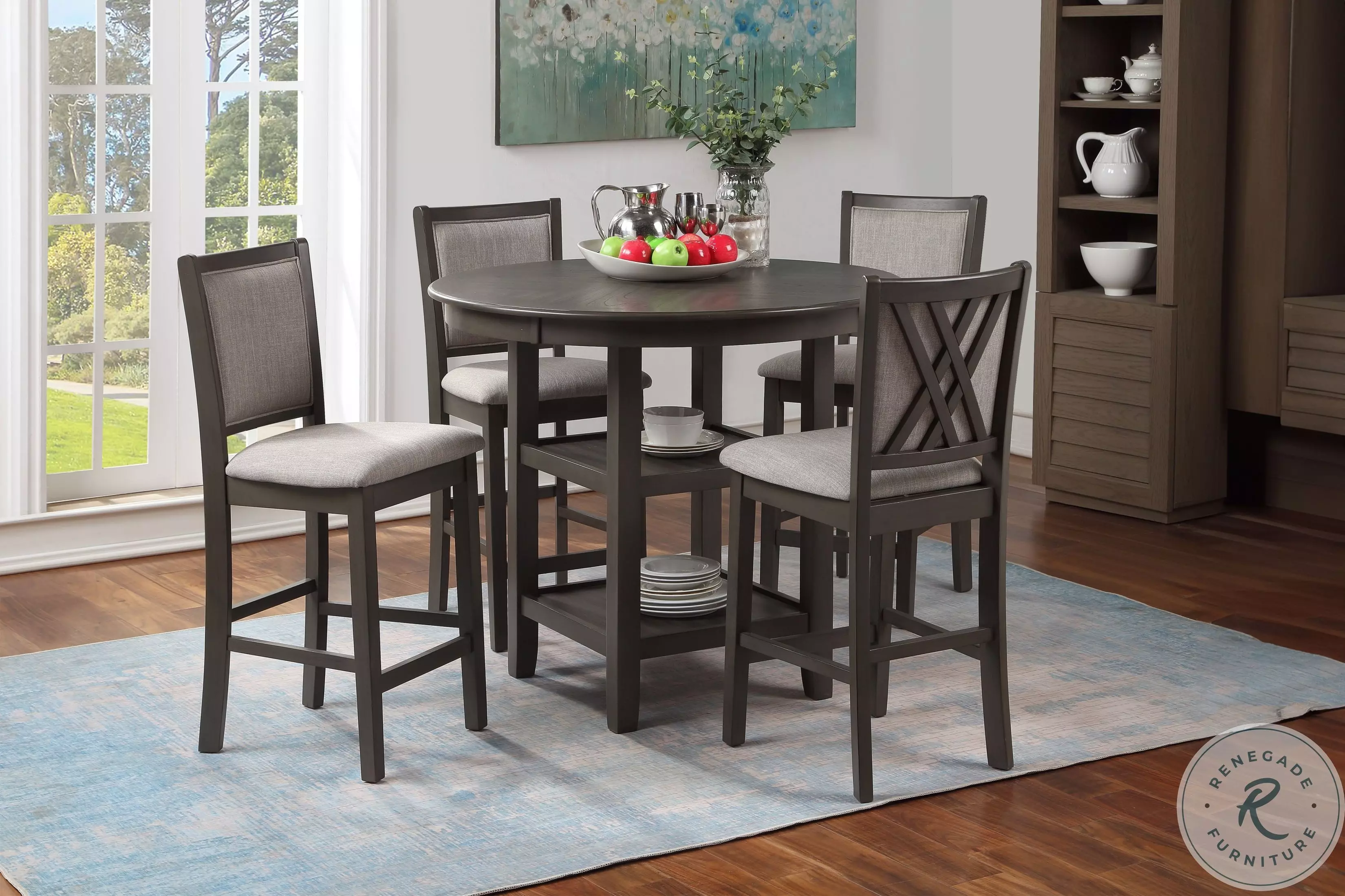 Amy Gray 5 Piece Round Counter Height Dining Set From New