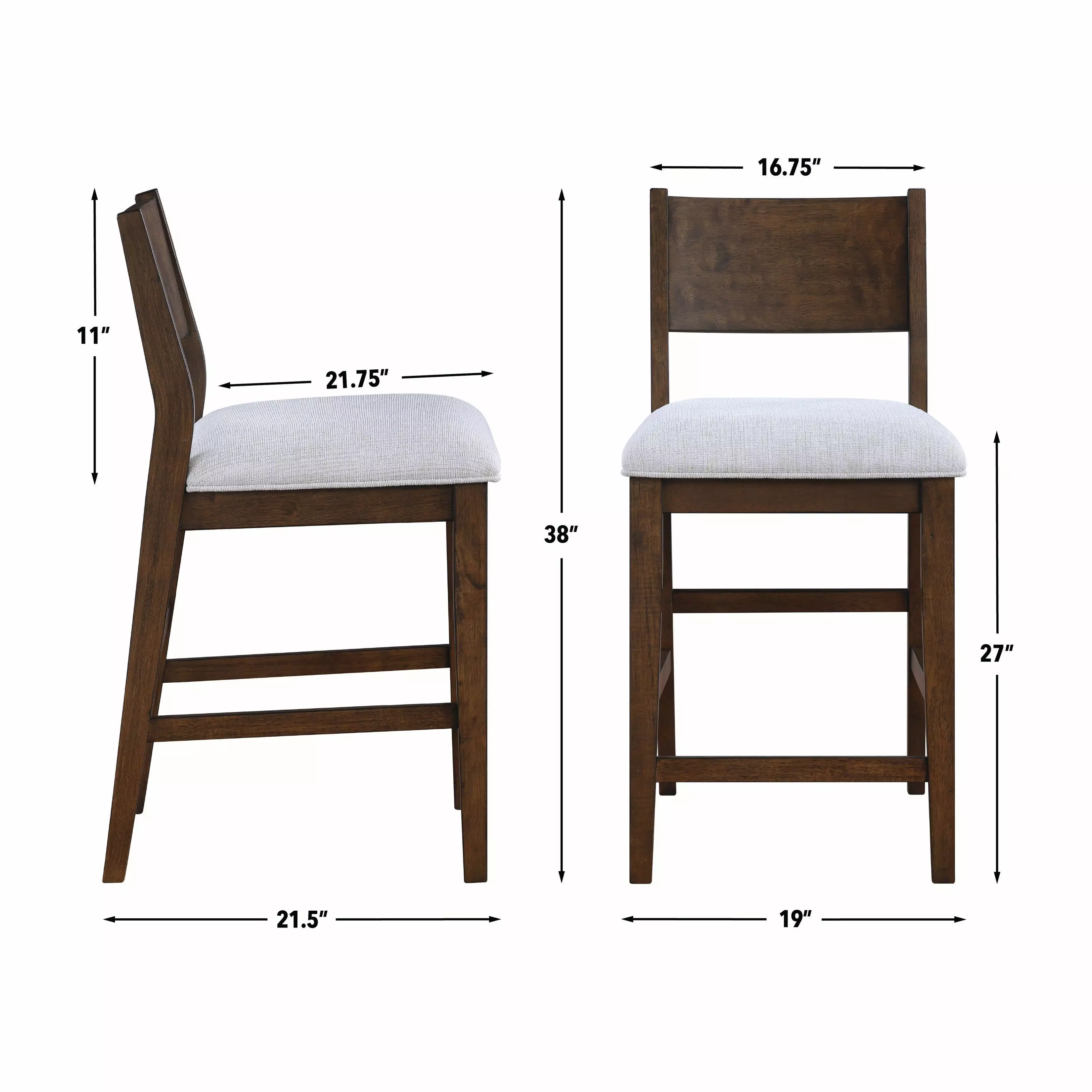 Canton White Wood Back Counter Height Chair Set of 2