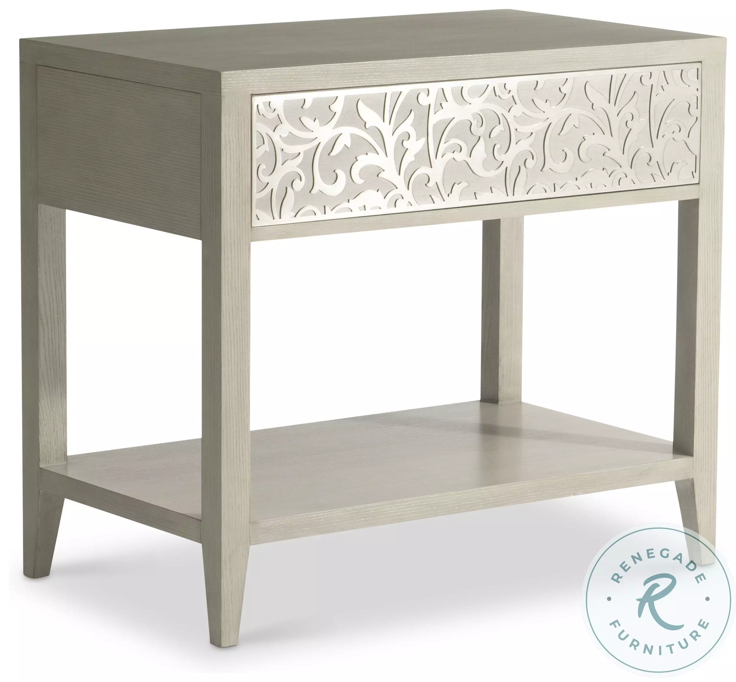 Cornelia Nebbia And Glazed Stainless Steel Nightstand With Raised