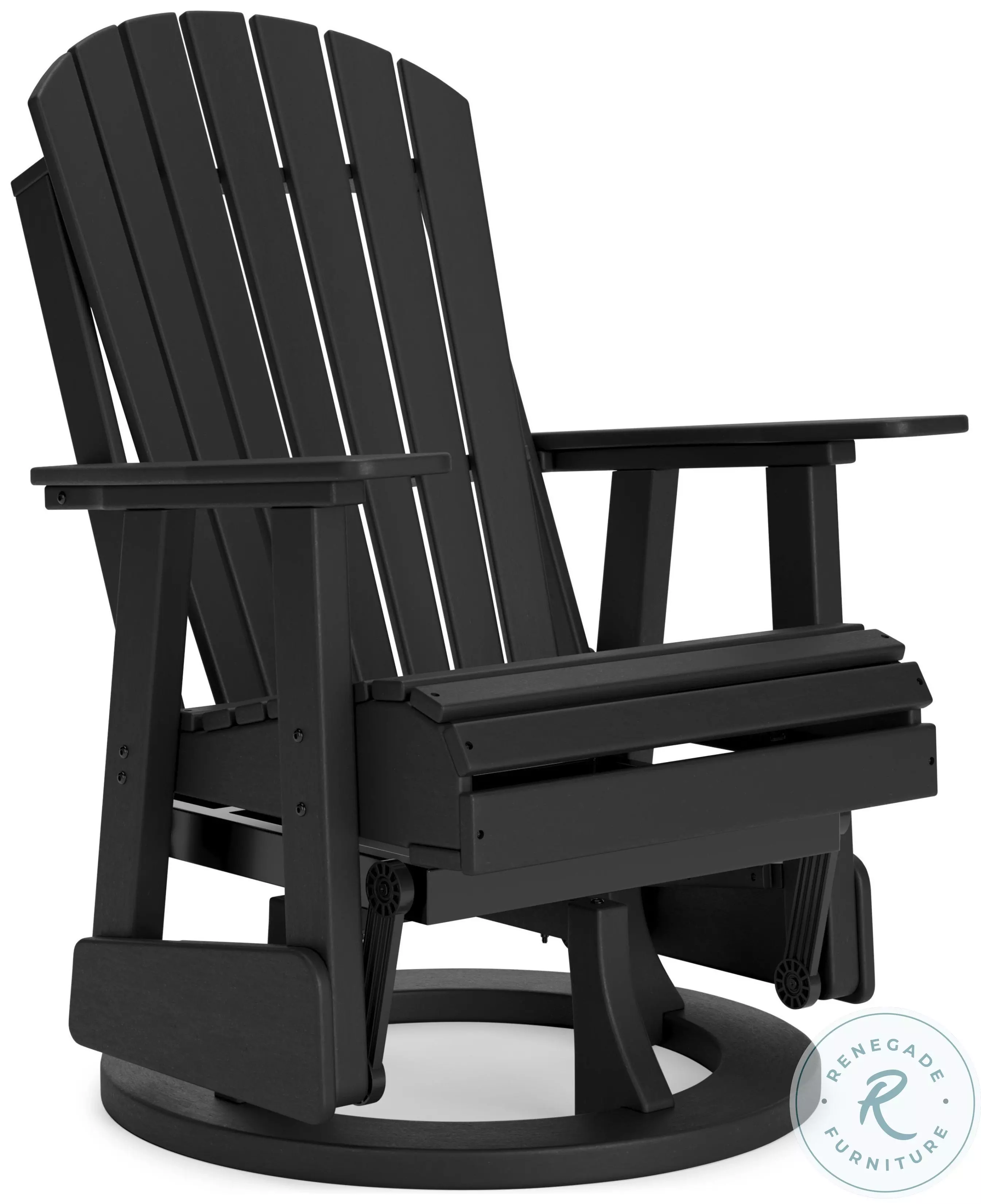 テーブル・チェア・ハンモック CUSTOMBORDERLESS COMMANDER JETBLACK Hyland Wave Black Outdoor Swivel Glider Chair From Ashley