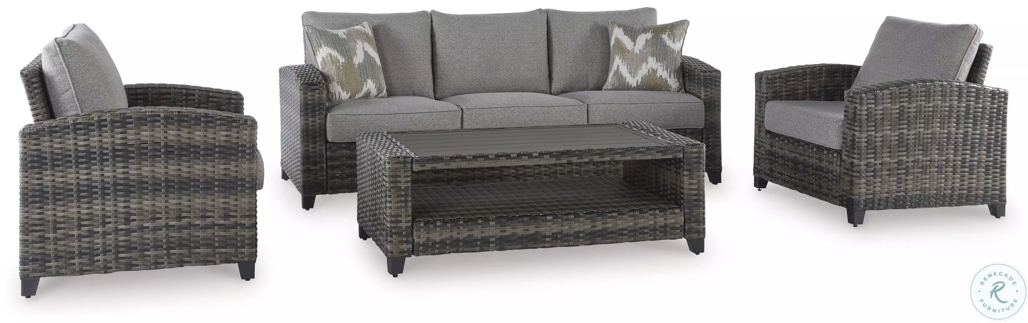 Oasis Court Gray 4 Piece Outdoor Coversation Set From Ashley
