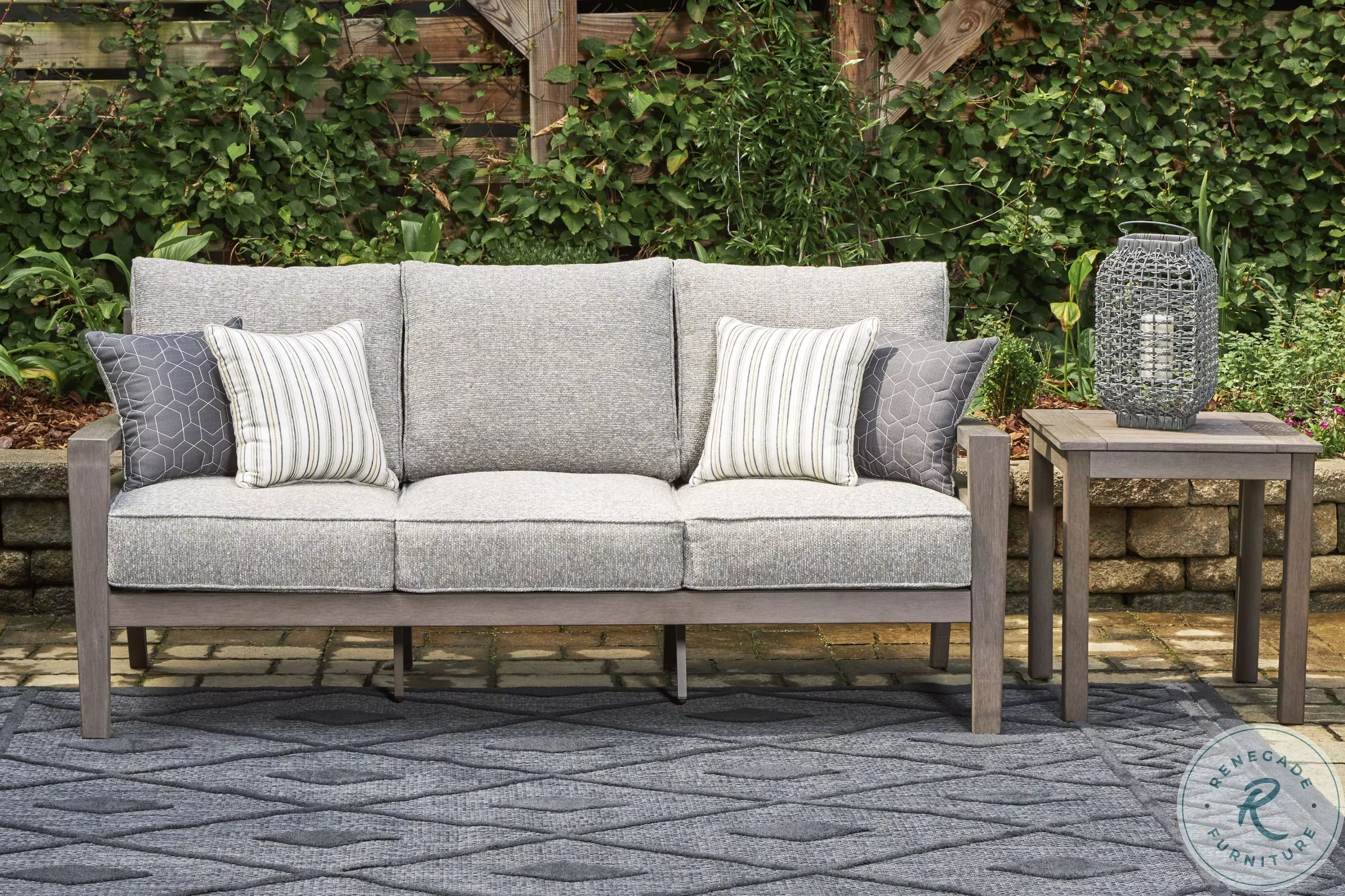 Hillside Barn Gray And Brown Outdoor Sofa From Ashley Furniture