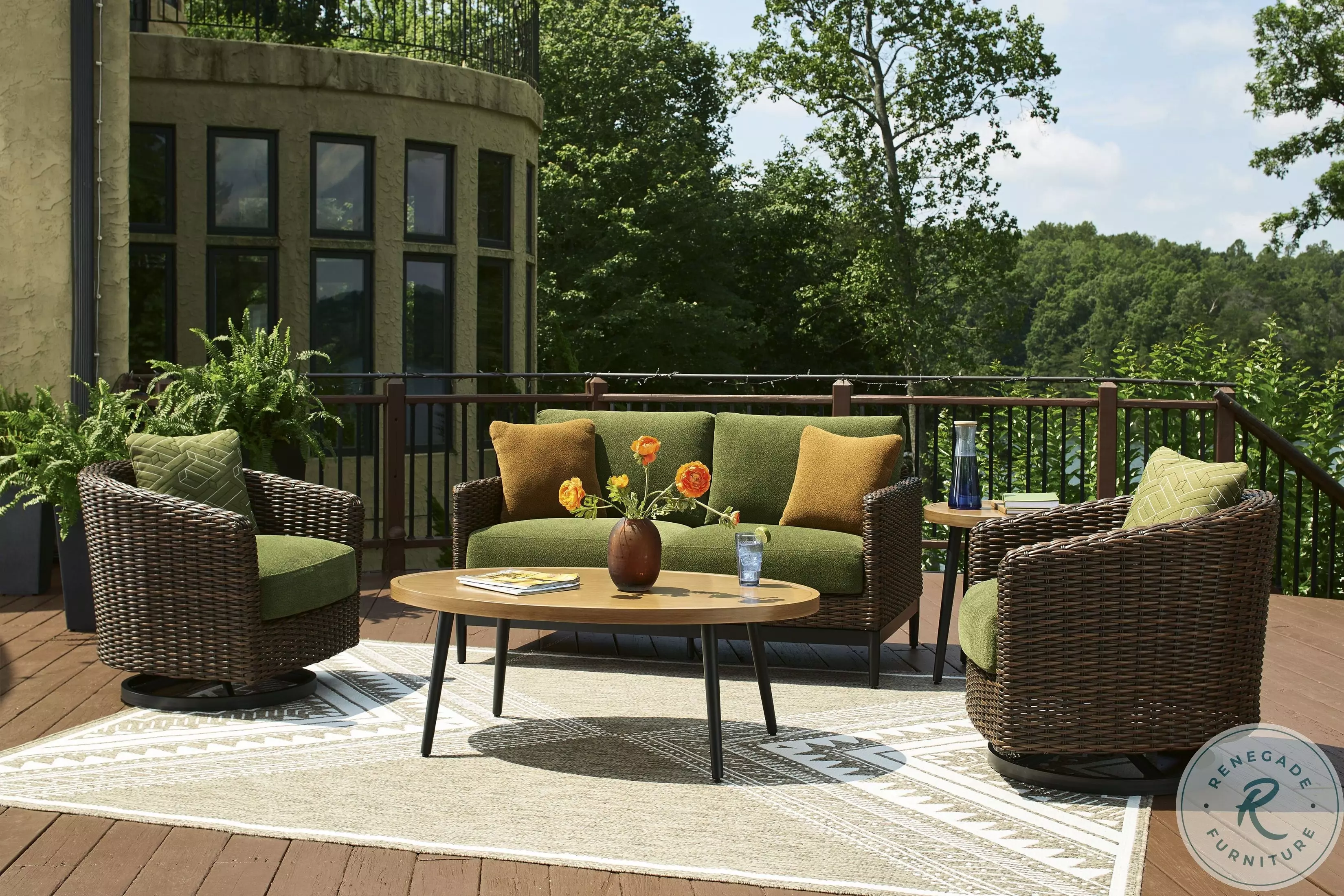Horizon Hall Brown And Black Outdoor Occasional Table Set from