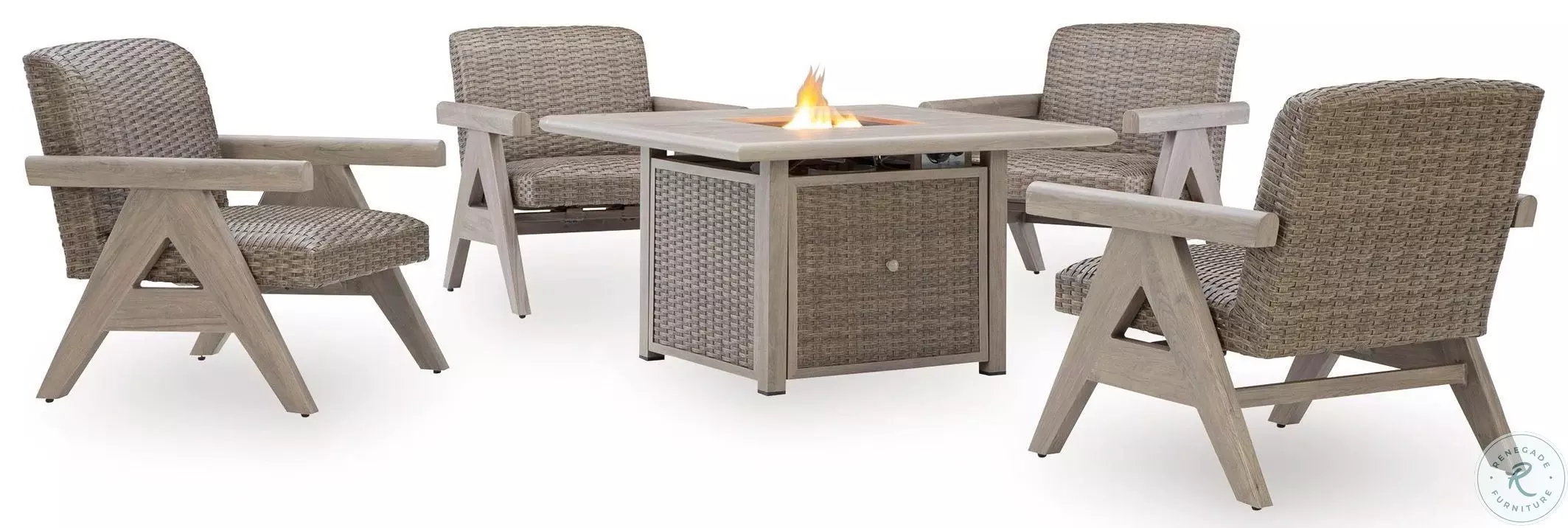 Carisbo Beige Outdoor Fire Pit Table Set from Ashley