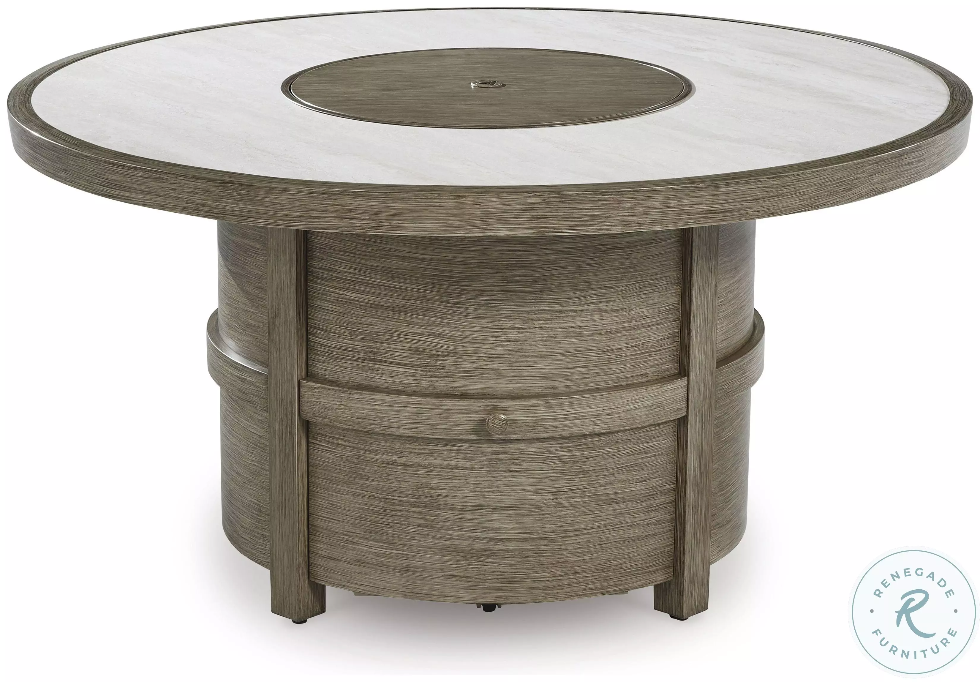 Rainier Ranch Beige Outdoor Fire Pit Table Set from Ashley