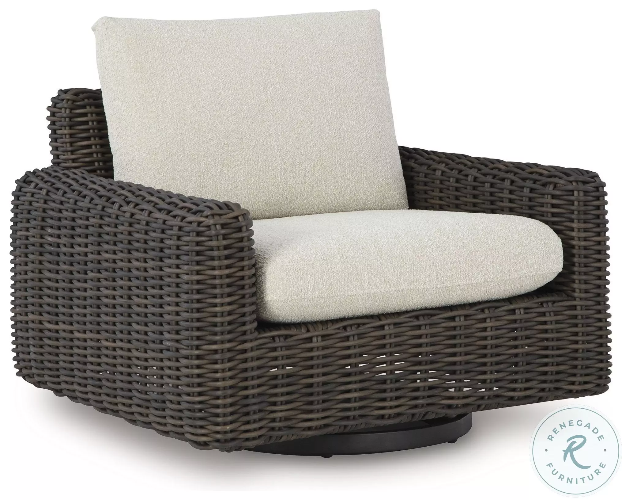 Kimora Beige And Dark Brown Outdoor Swivel Glider Lounge Chair