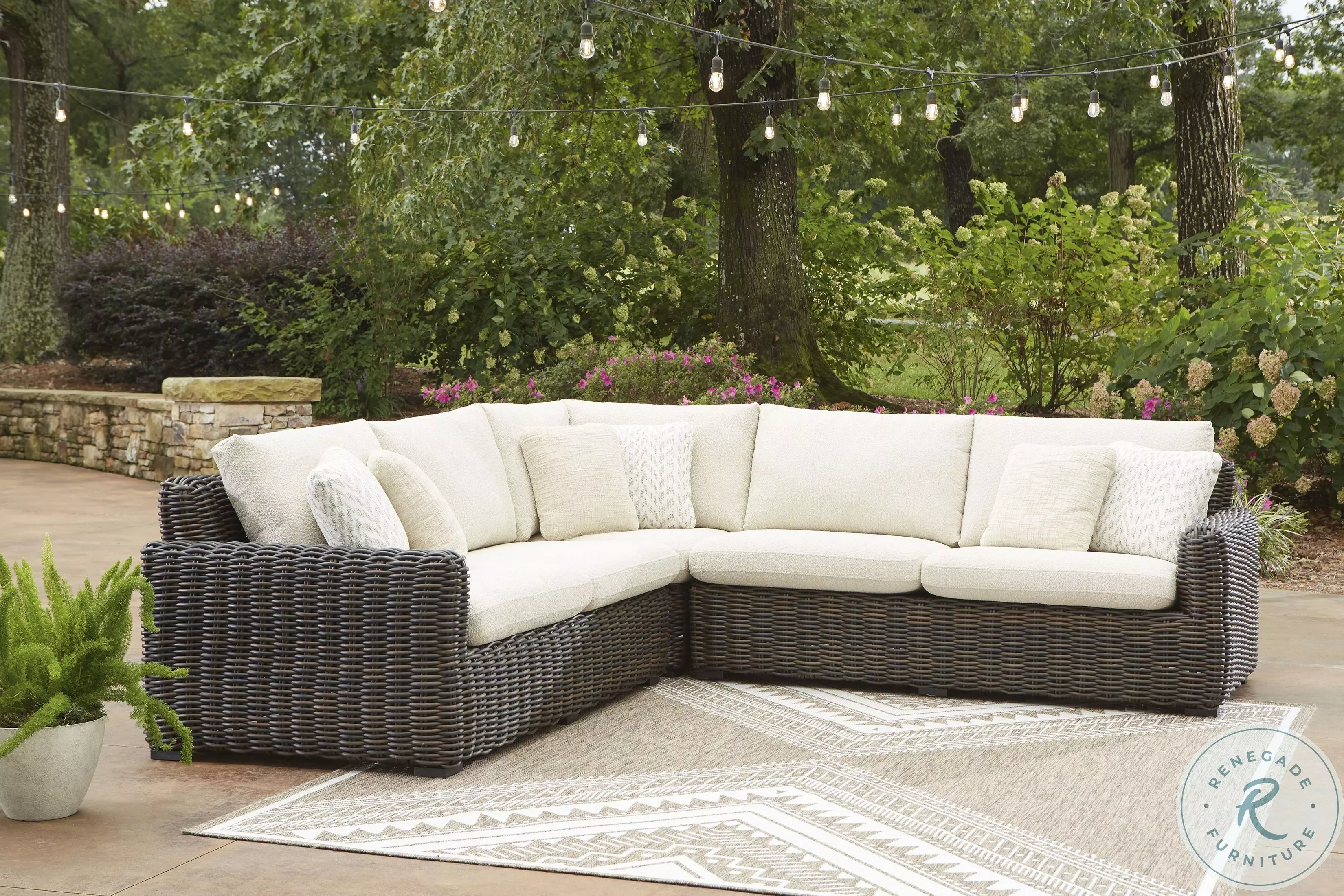 Kimora Beige And Dark Brown Outdoor Modular Sectional from Ashley