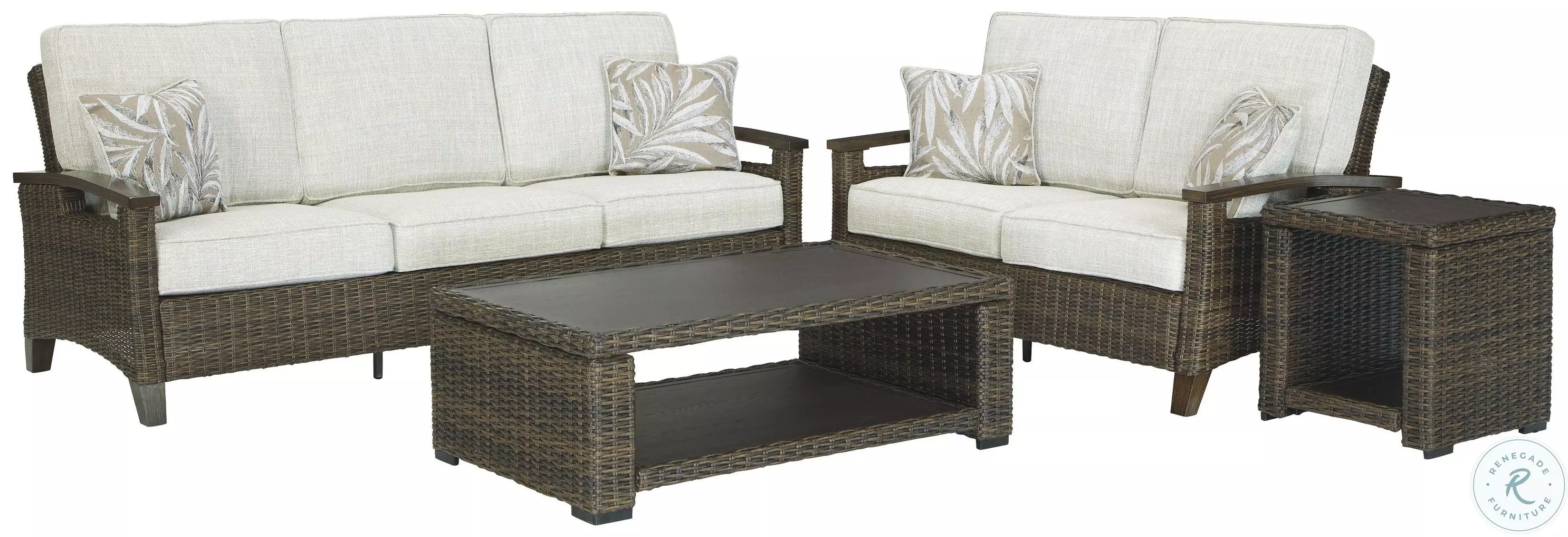 Paradise Trail Medium Brown Outdoor Loveseat with Cushion From