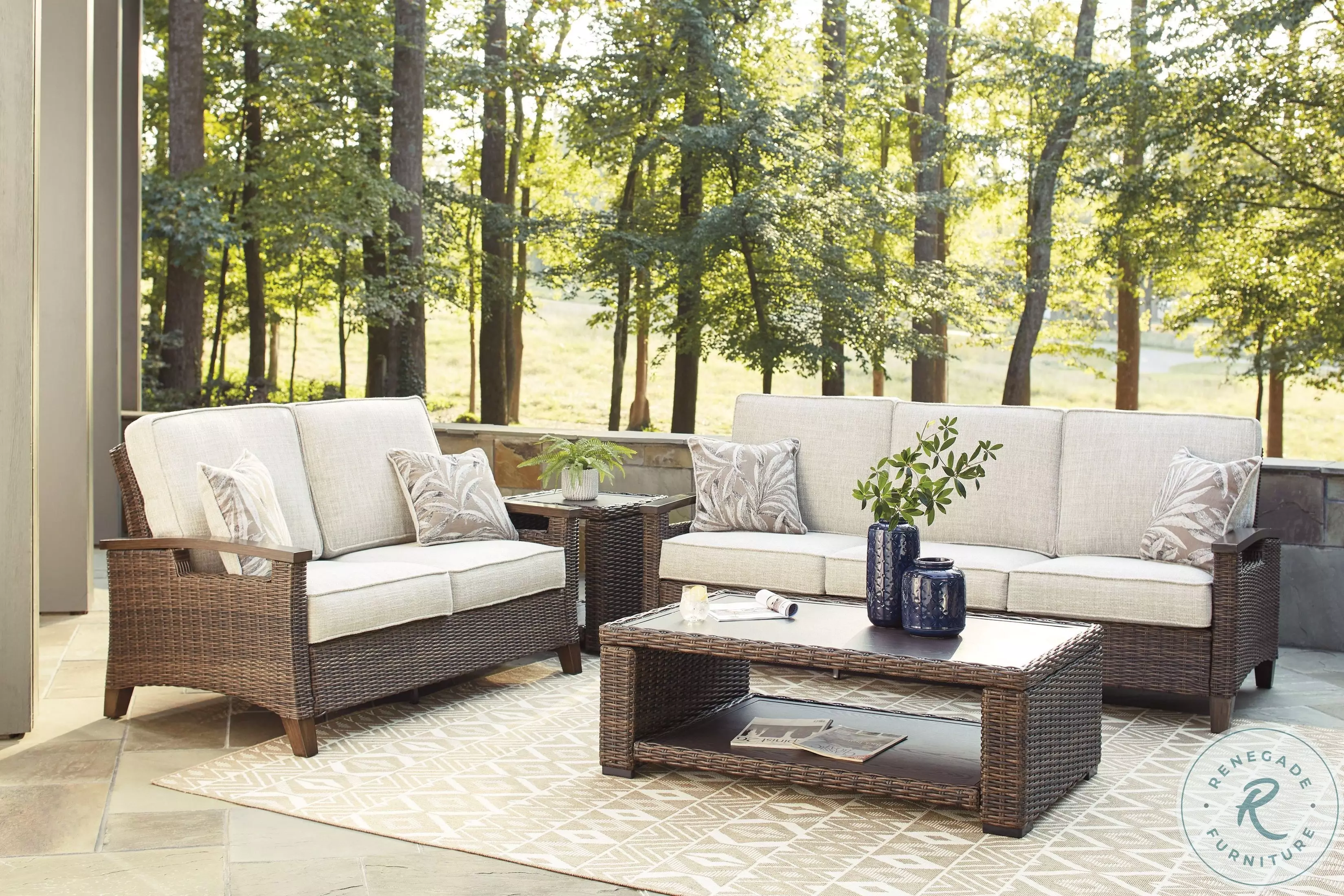 Paradise Trail Medium Brown Outdoor Sofa with Cushion From Home
