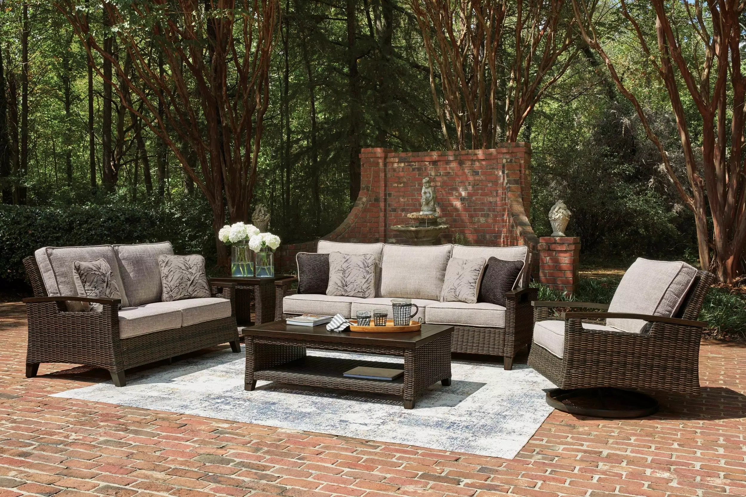 Drakes Beach Beige Performance Fabric Outdoor Living Room Set from