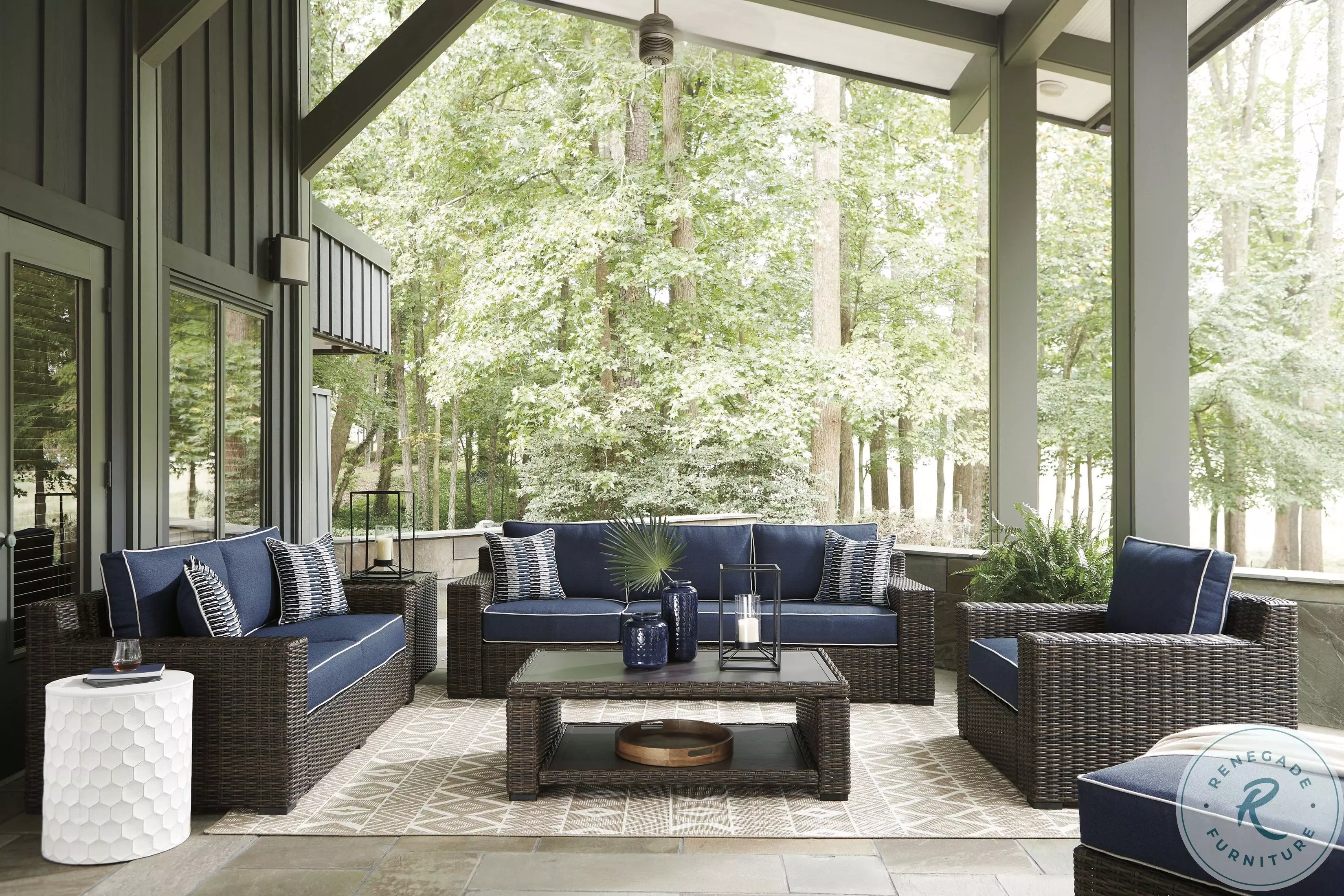 Grasson Lane Brown Outdoor Rectangular Cocktail Table from Ashley