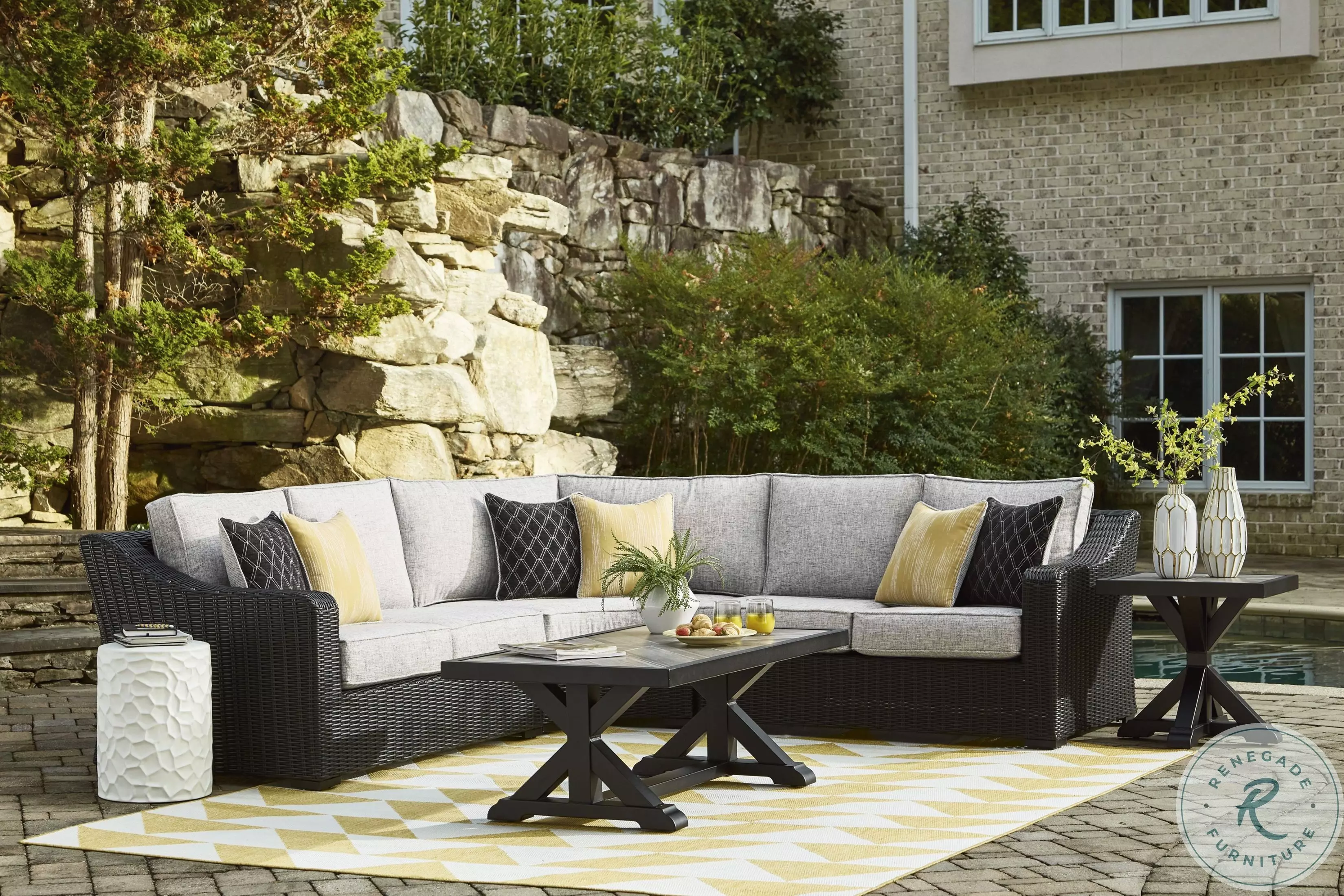 Beachcroft Light Gray Modular Performance Fabric Outdoor Sectional
