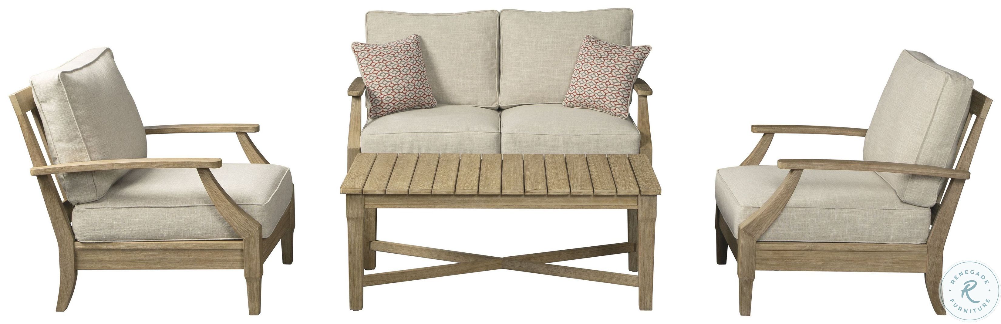 Clare View Beige Outdoor Lounge Chair with Cushion from Ashley