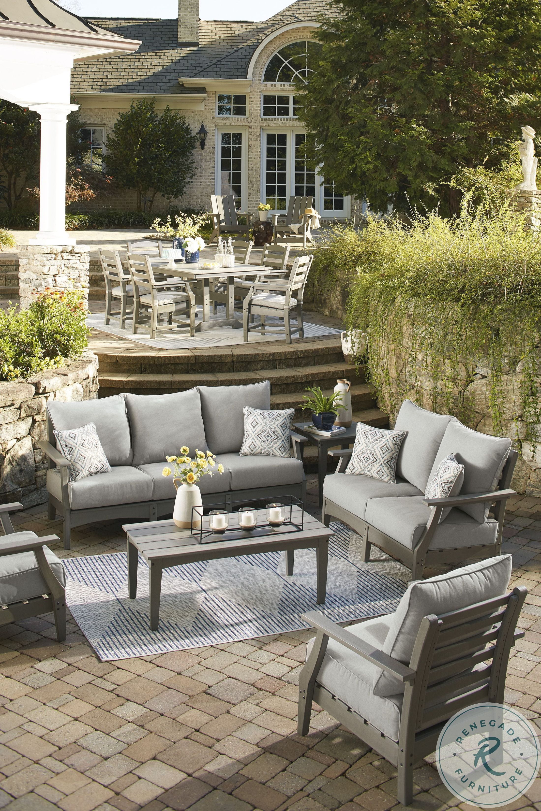 barcalounger patio furniture on Cloverbrooke Gray Outdoor Conversation Set From Ashley Homegallerystore Com P334 081