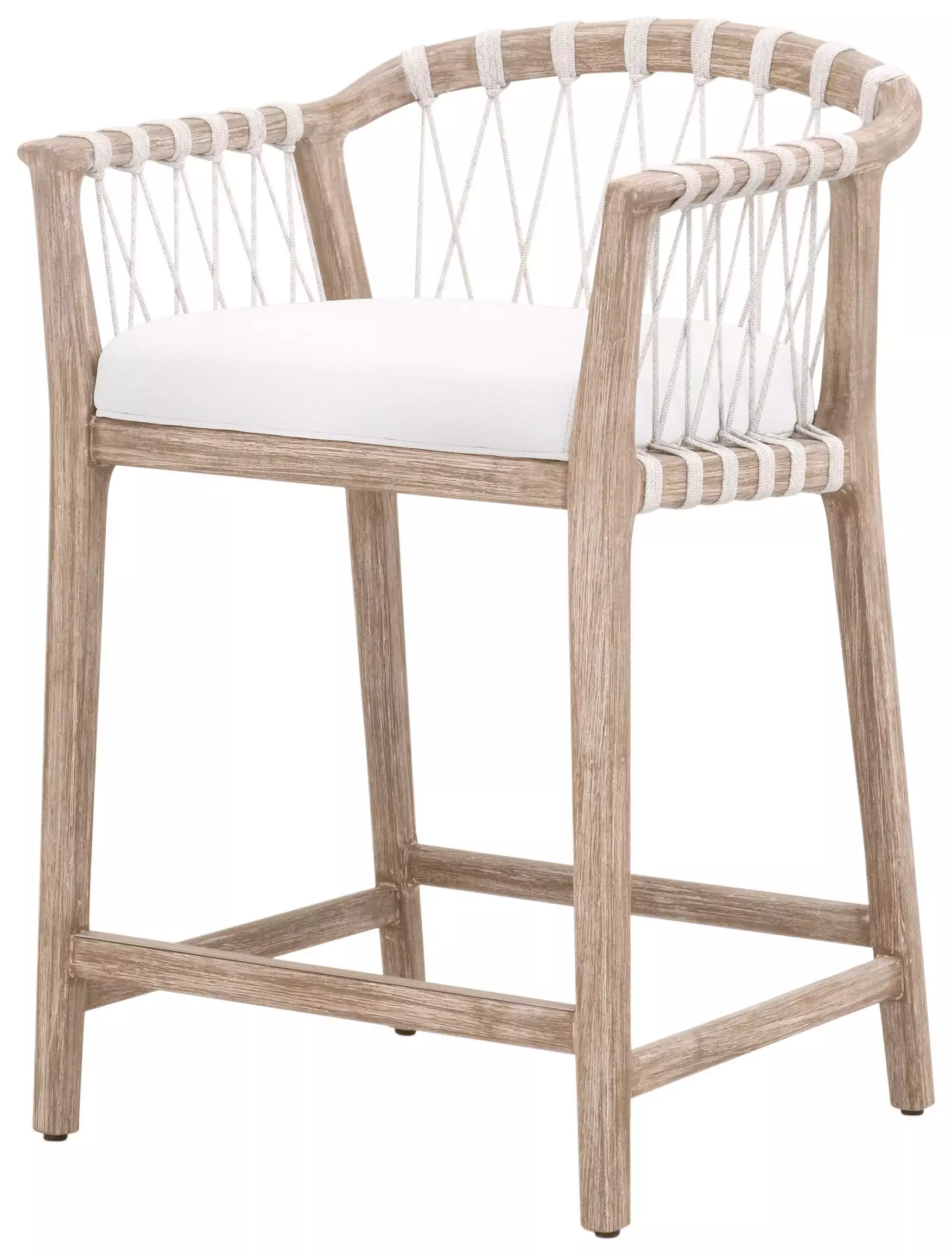 Finn Coastal Beach Natural Grey Wood Pearl Performance Seat Counter Stool
