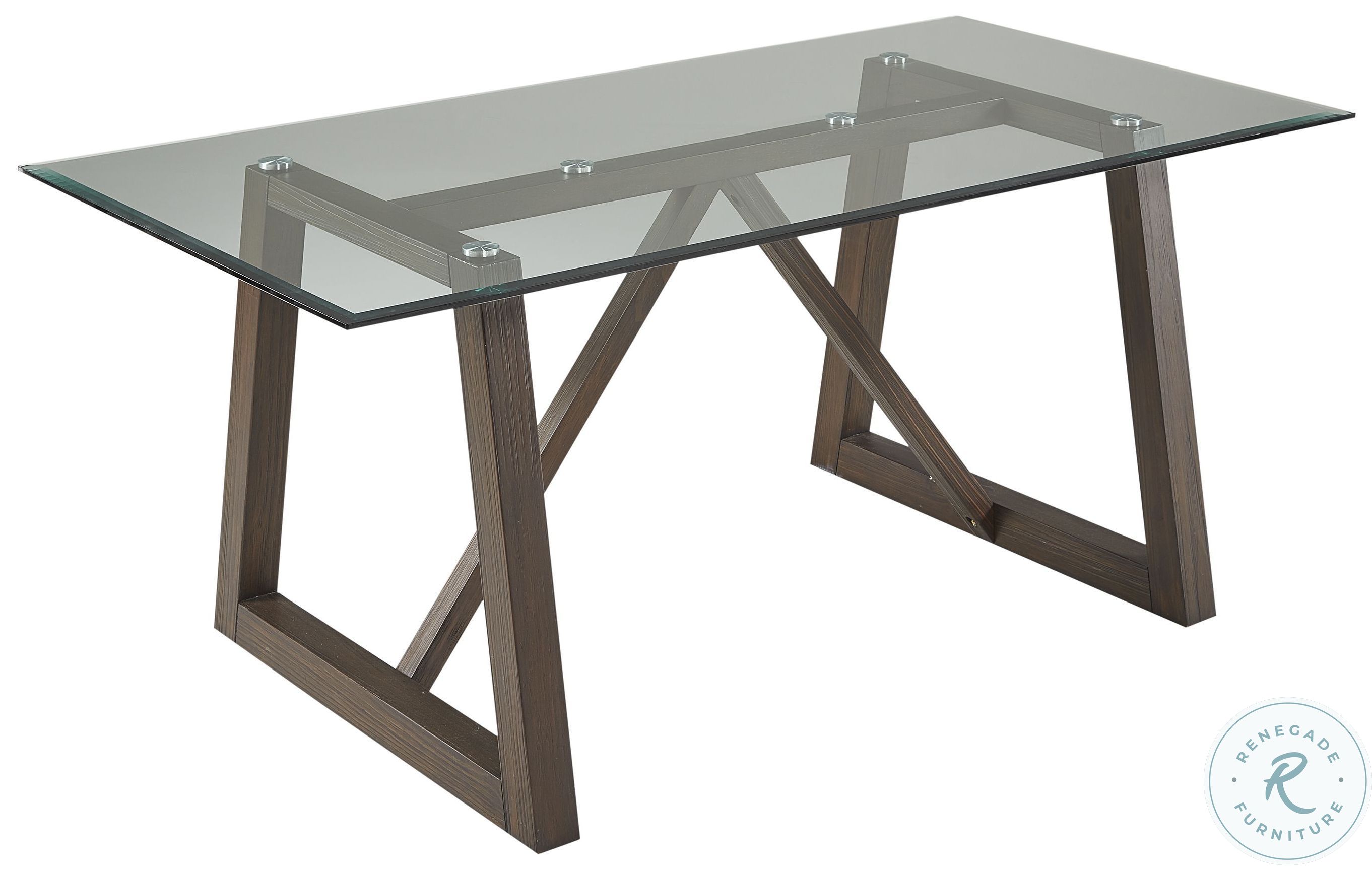 Palm Canyon Carob Brown Rectangular Glass Top Trestle Dining Table from