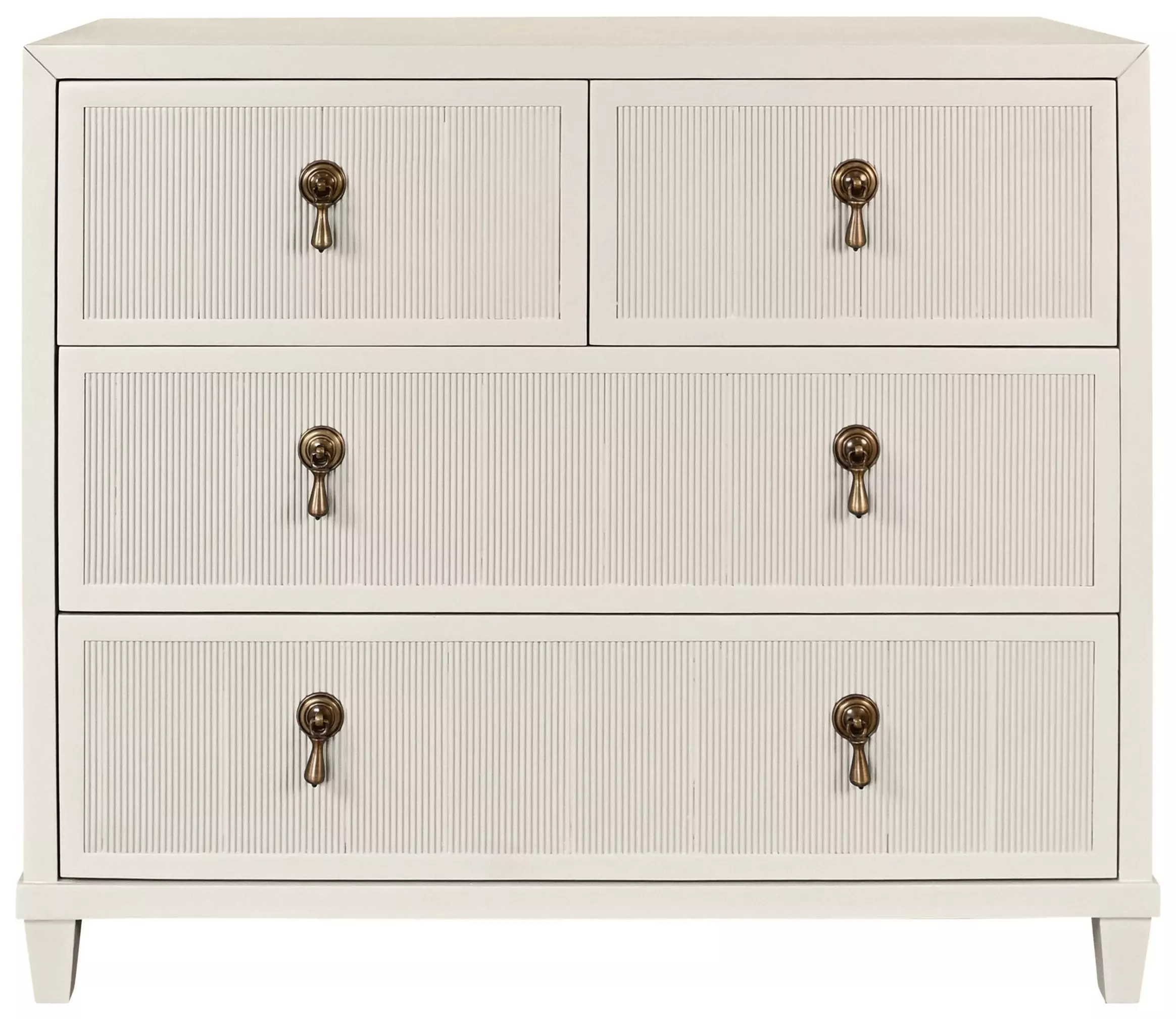Pascal Matte Antique White Lacquer 4 Drawer Soft Close Accent