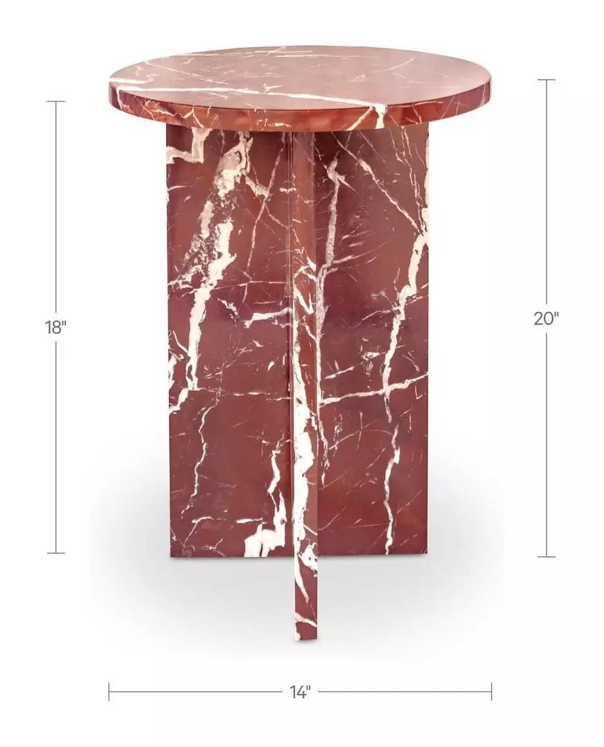Grace Rosso Levante Round Marble Top Accent Table