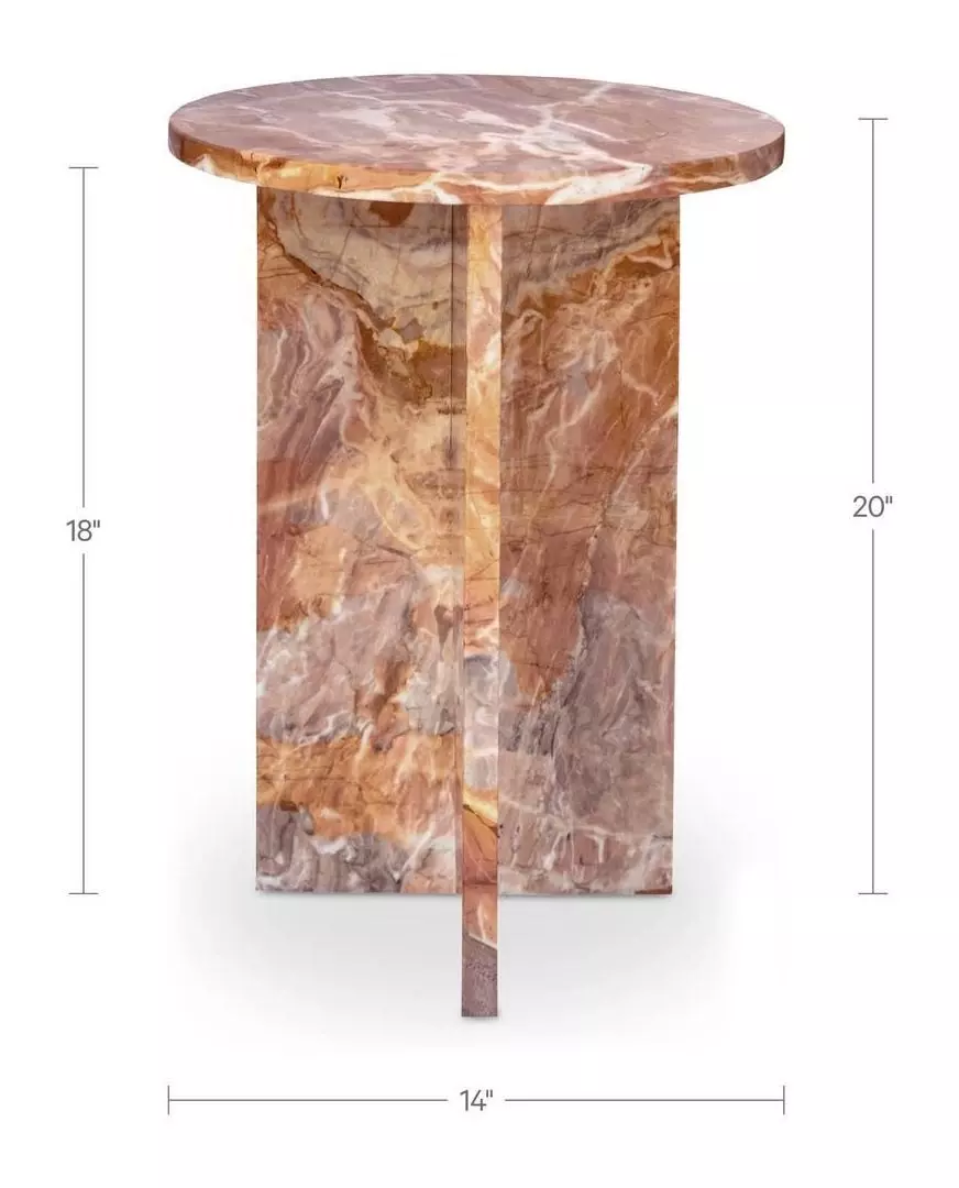 Grace Orange Levante Round Marble Top Accent Table